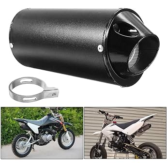 Motorcycle Exhaust Silencer Btstil 28 mm Universal Motorcycle Stainless Steel Silencer Rear Exhaust Pipe with Clamping Seal for 50cc 110cc 125cc ATV Dirt Pit Quad Bike Motocross