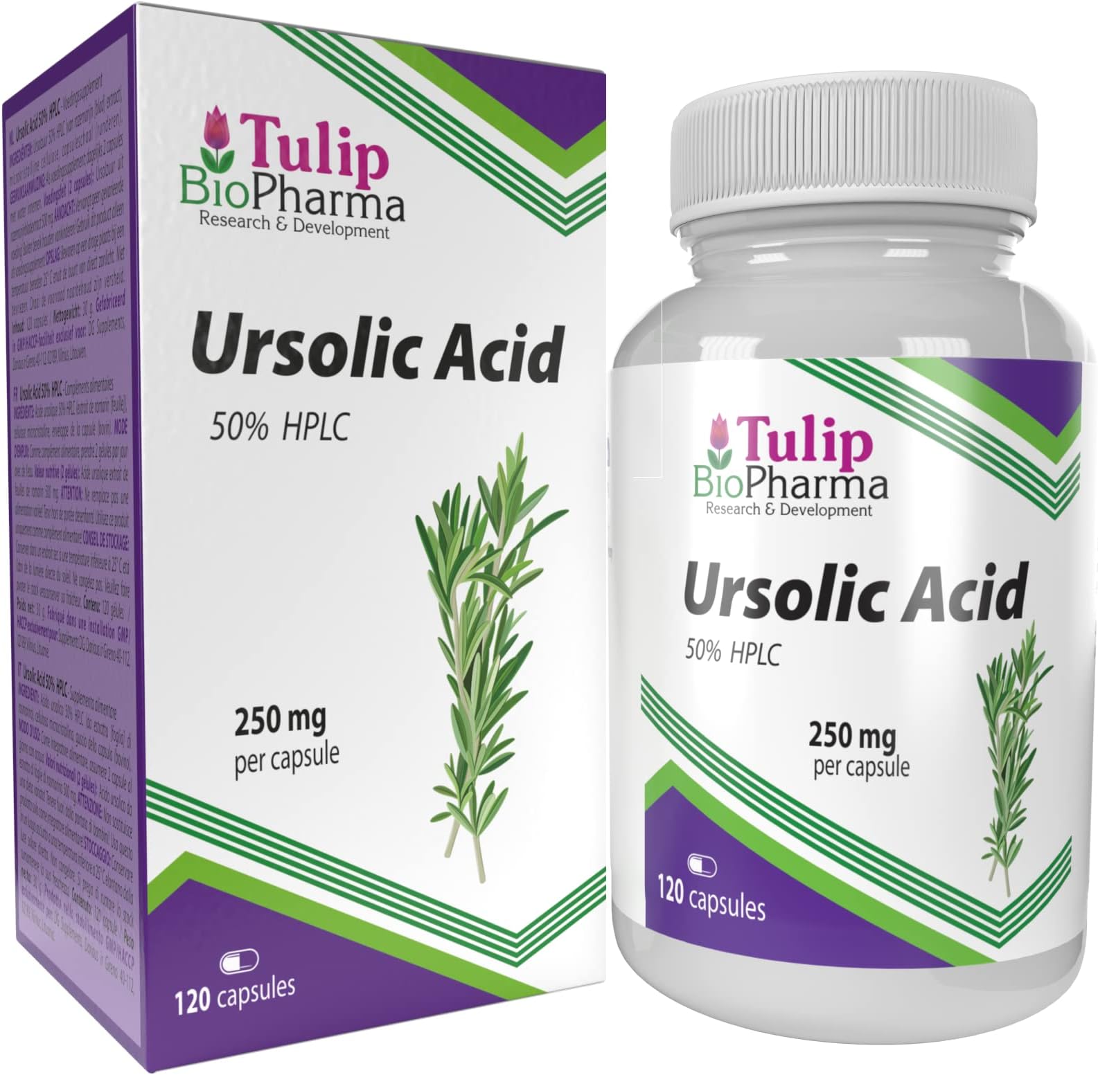 Ursolic Acid 120 Capsules 250 mg, Laboratory Tested, Highest Concentration, Lose Body Fat, Increase Muscle Mass