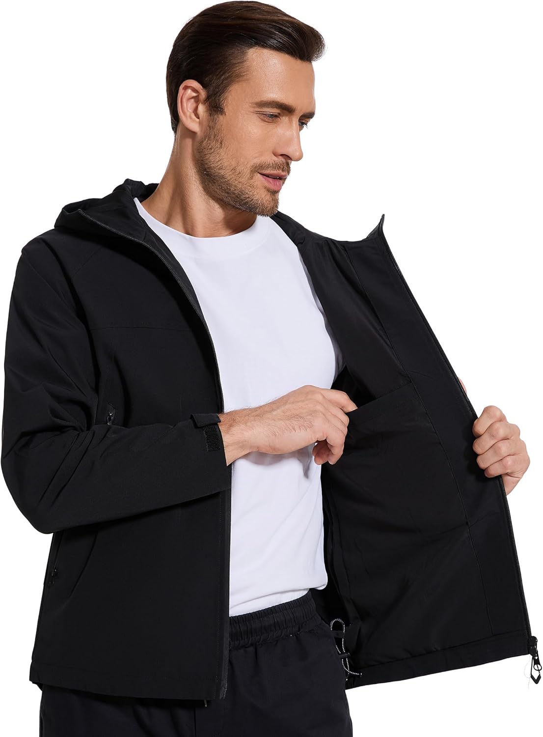 romansong Mens Rain Jackets with Hood Unisex Waterproof Shell Jacket Lightweight Raincoat for Cycling Golf Hiking Outdoors