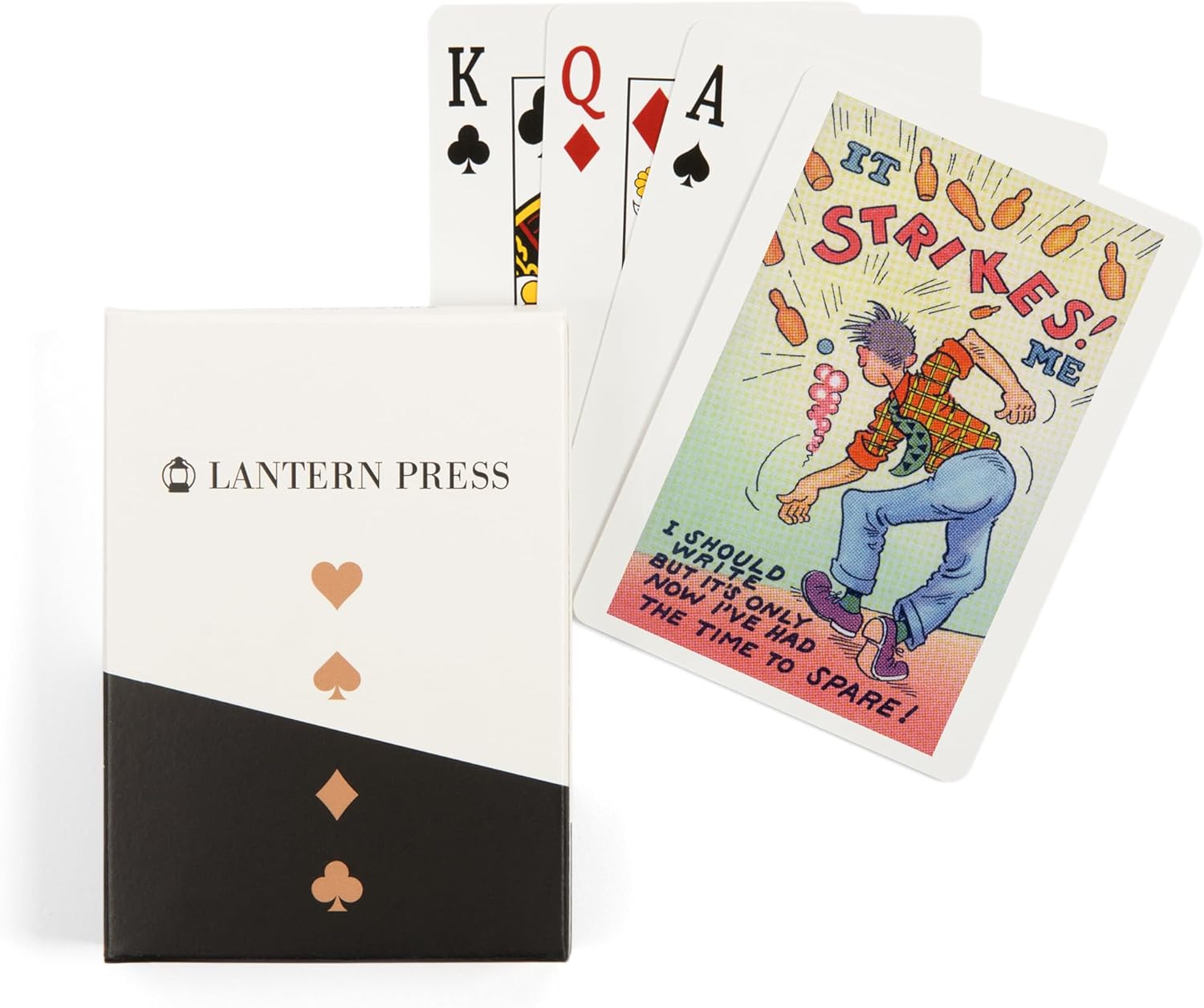 Lantern Press It Strikes Me, Cartoon Man Bowling, 52 Playing Cards for Adults, Poker Size Card Deck