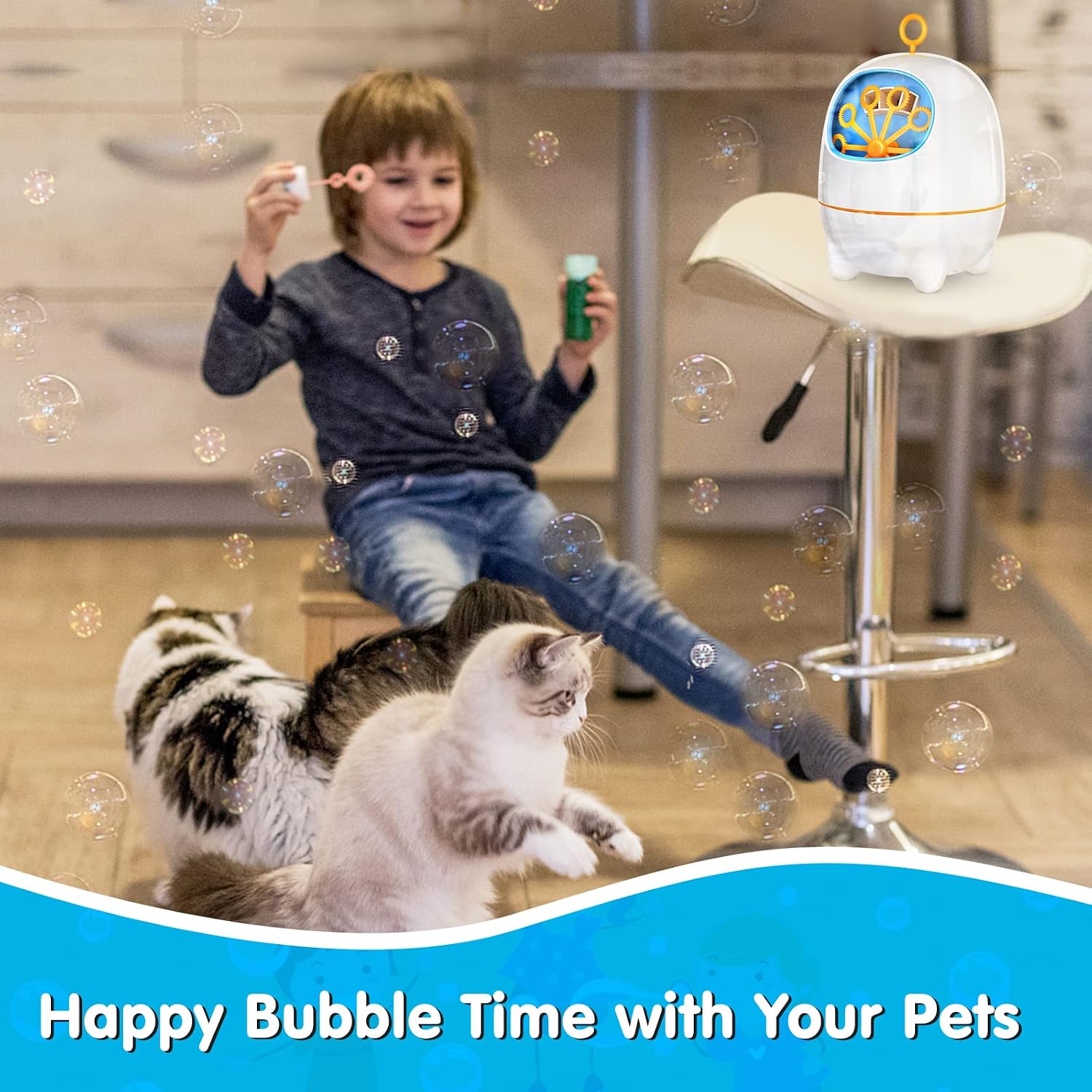BATTOP Bubble Machine for Kids and Toddlers Automatic Bubble Maker Blower with Bubbles Solutions for Parties Outdoor Indoor Age 3+
