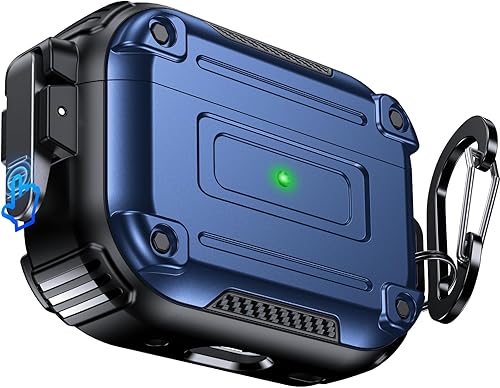 Miniatura 8 de Chicfun Armour Lock - Funda para AirPods Pro de 2 generación con bloqueo seguro y llavero, compatible con MagSafe protección resistente de 360