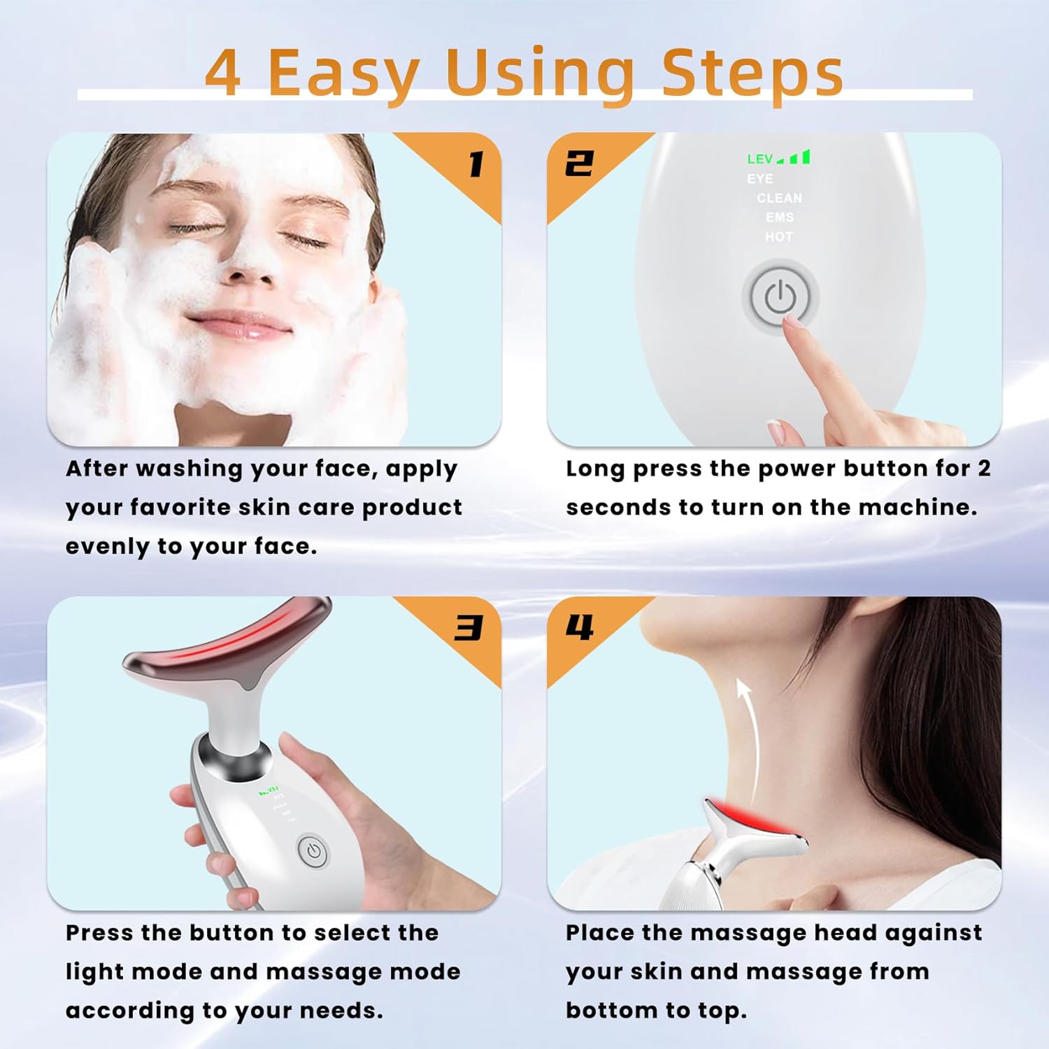 Facial Beauty Device, Based on Triple Action LED, Thermal, and Vibration Technologies for Skin Care, Facial Skin Care Tools, 7 Color Led Face and Neck Beauty Device for Home Use - Image 5