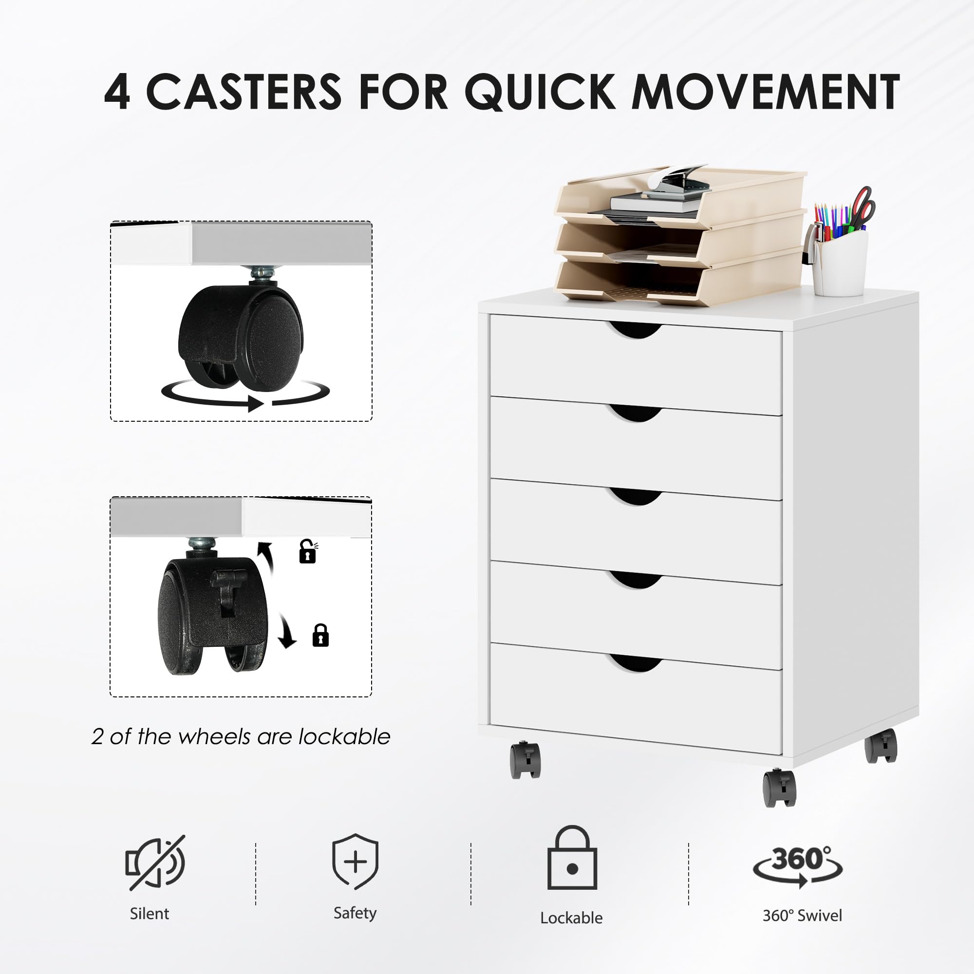 SogesHome Armario archivador con ruedas de madera con cajones para A4, formato carta legal, para oficina y hogar
