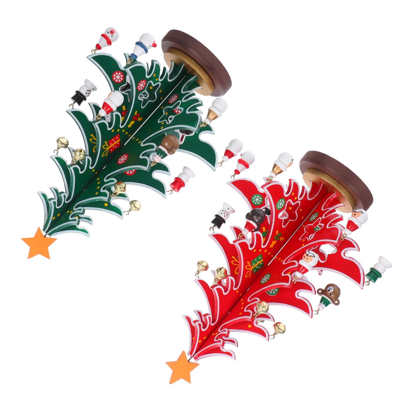 2 Piezas Adornos para arboles de Navidad pequeños pinos artesanales pequeños arboles de Navidad Decorados Mini árbol Falso Decoración de la Mesa del hogar Pino de Mesa de Madera