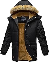 EKLENTSON Men's Sherpa Lined Winter Parka Jacket - Windproof Water Repellent Thermal Warm Hooded Coat