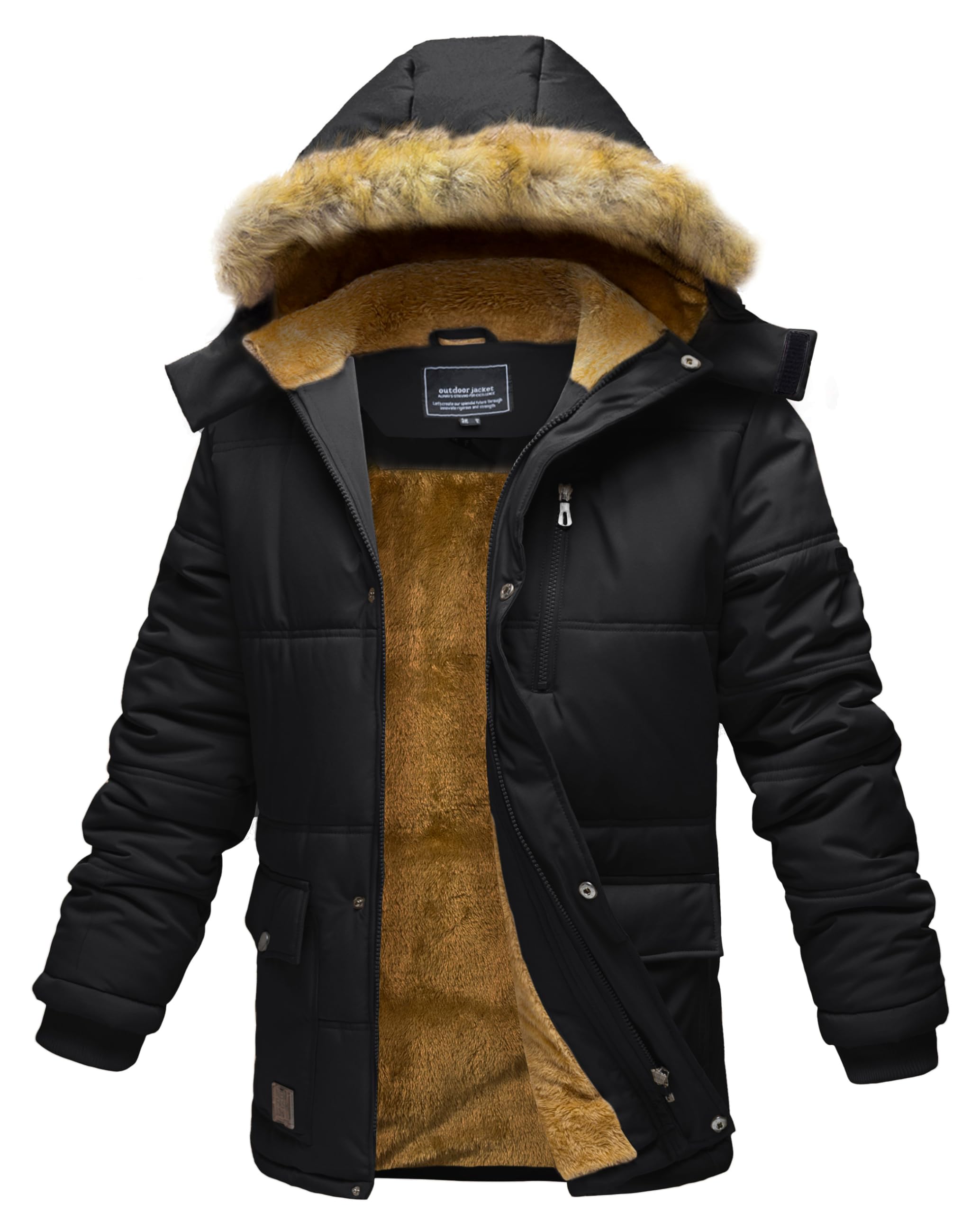EKLENTSON Mens Winter Parka Jacket Water Repellent Windproof Coat with Hood | Sherpa flee…
