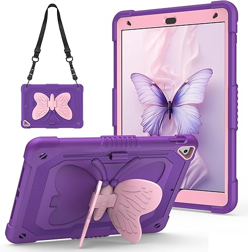 Miniatura 9 de VOFUOE Funda para iPad de 9ª 8ª 7ª Generación con Soporte con Alas de Mariposa Portaplumas para iPad 10.2 Funda Resistente Dura Rugosa Cubierta