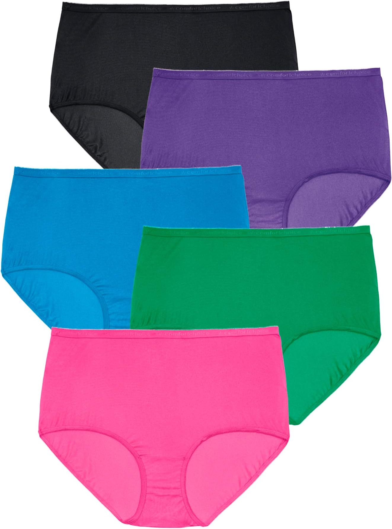 Comfort Choice Women's Plus Size Cotton Brief 5-Pack Underwear