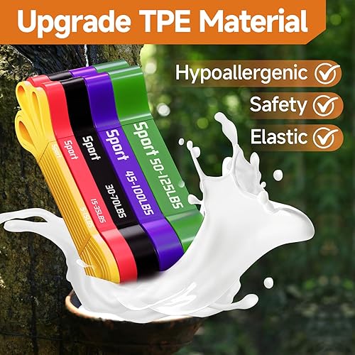 Miniatura 3 de Juego de bandas de resistencia con anclaje de puerta, bandas de asistencia para dominadas de varios niveles, bandas de ejercicio para entrenamiento,