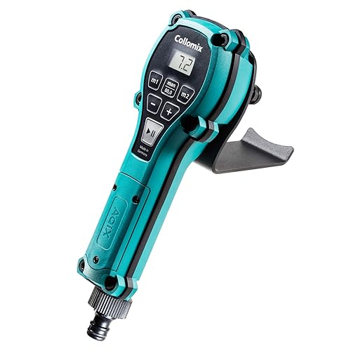 COLLOMIX Dispositivo de dosificación de agua - Medidor de agua de precisión AQiX para mezcla de materiales con tope de flujo automático y conector