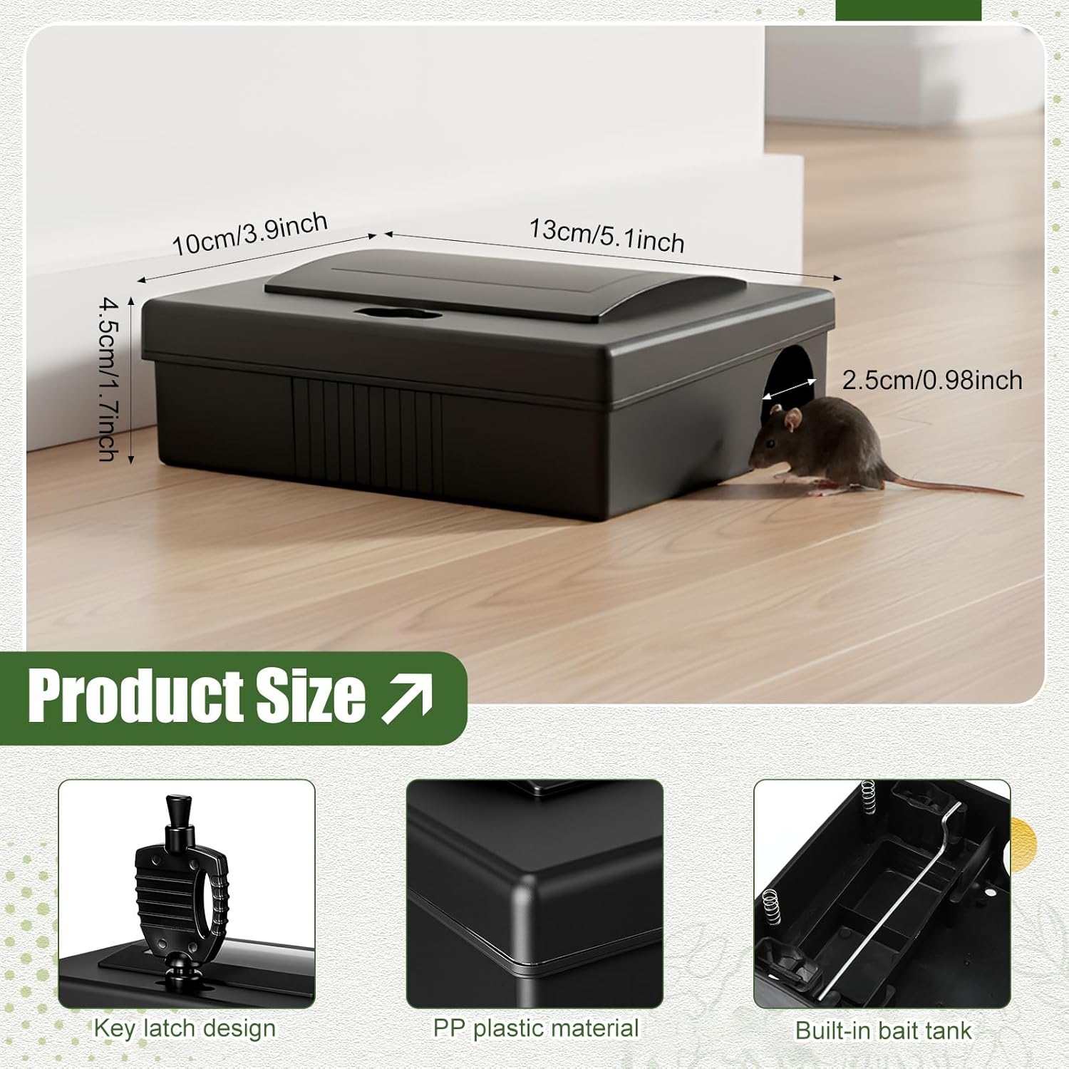 12 Pcs Mouse Station with Key Reusable Rats Bait Stations Mice Stations Rodent Trap Bait Box, Keeps Children and Pets Safe Indoor & Outdoor, Baits Not Included, Suitable for Rodents Rats