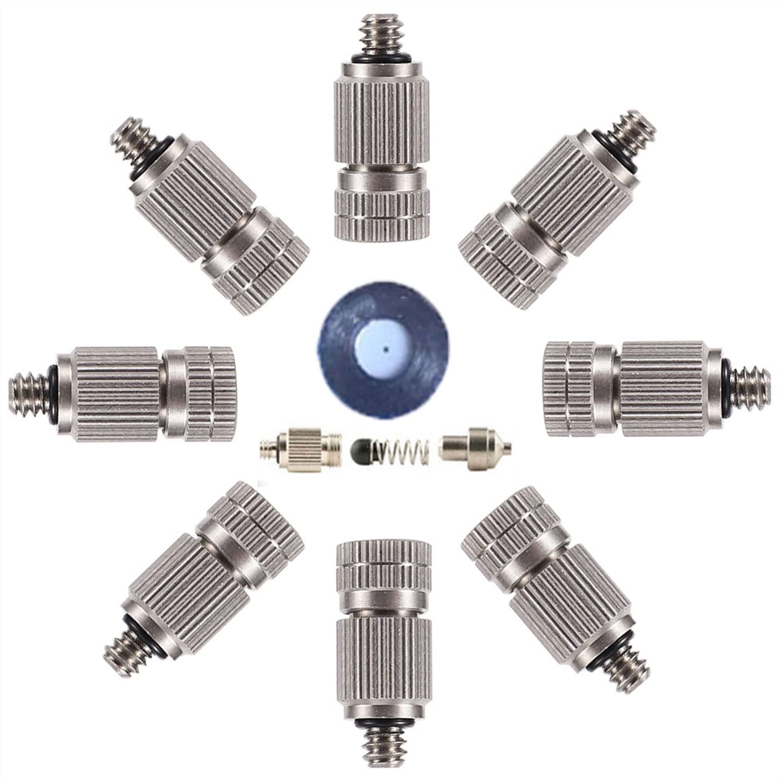SOHNVWTGD 70PCS High Pressure Brass Misting Nozzles Outdoor Antidrip Fogging Spray Head Outdoor Cooling Misting System Nozzle, UNC 10/24 Brass Misting Nozzles, 0.0040.039" Orifice(0.6mm)