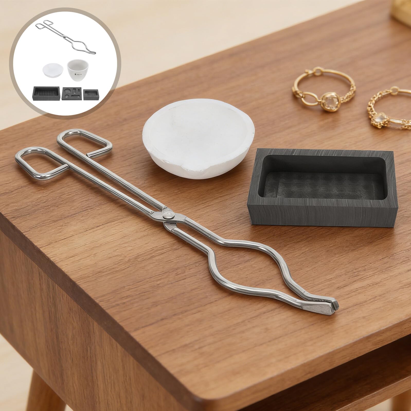 Kit per Fondere Oro con Crogiolo in Grafite Resistente all'Usura e Alta Temperatura, Accessori per Progetti DIY e Stampi per Fusione Metalli