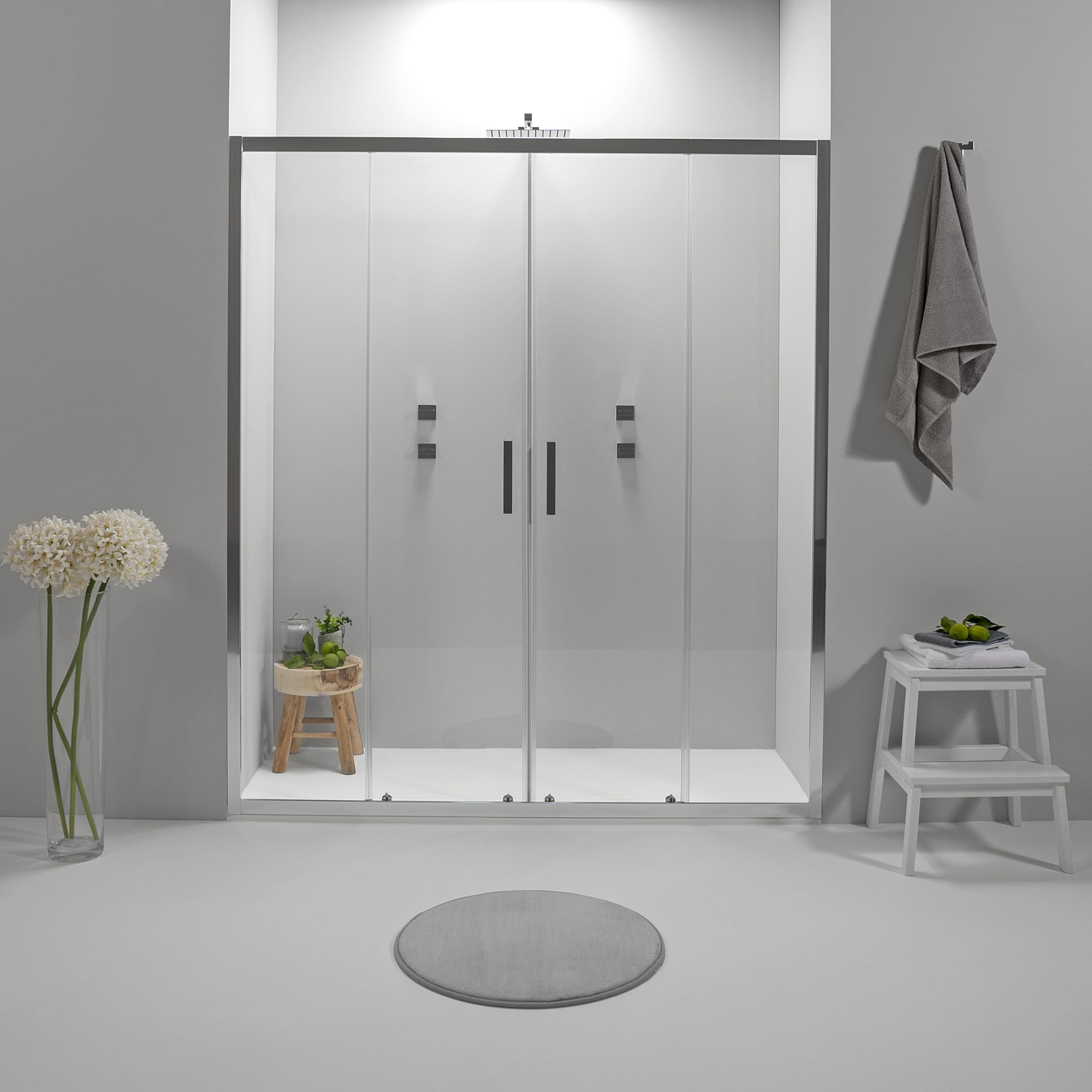 Porta Doccia Nicchia Scorrevole 180 x 190 cm - Vetro Temperato 6 mm, Trasparente, Profilo Cromato, Chiusura Magnetica e Sistema Antigoccia - Facile da Installare e Pulire