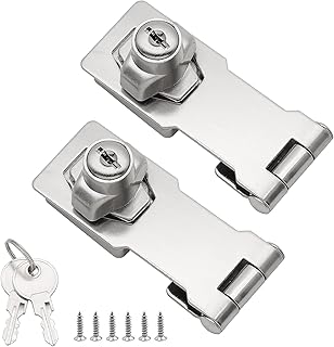 Bonsicoky 2Pcs Keyed Hasp Locks, 3 Inch Zinc Alloy Twist Knob Keyed Locking Hasp, Cabinet Safety Hasp Latches for Small Doors, Cabinets, Desks (Silver, Different Keys)