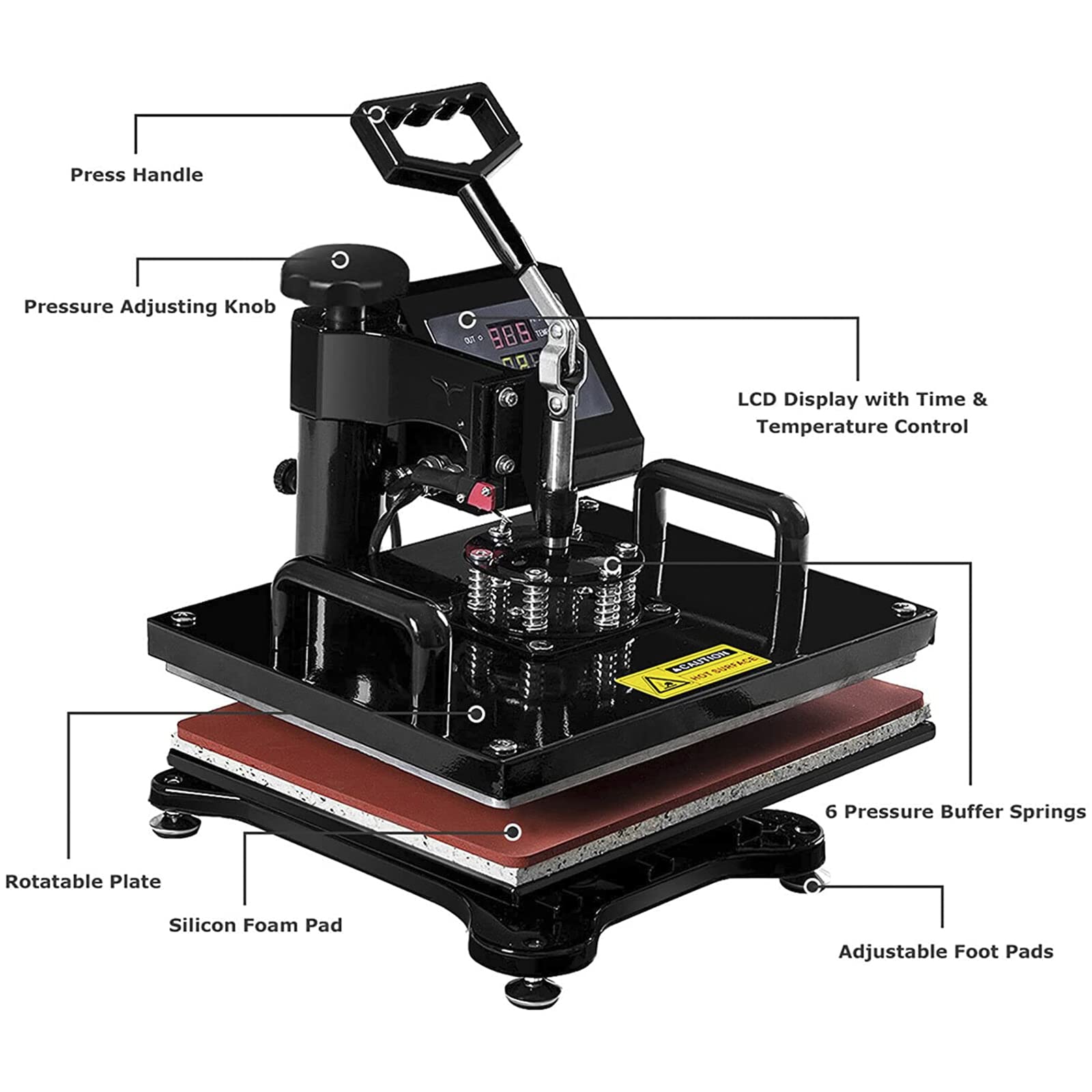 Amazon.com: Heat Press, 6 in 1 Heat Press Machine 29x38cm/12x15