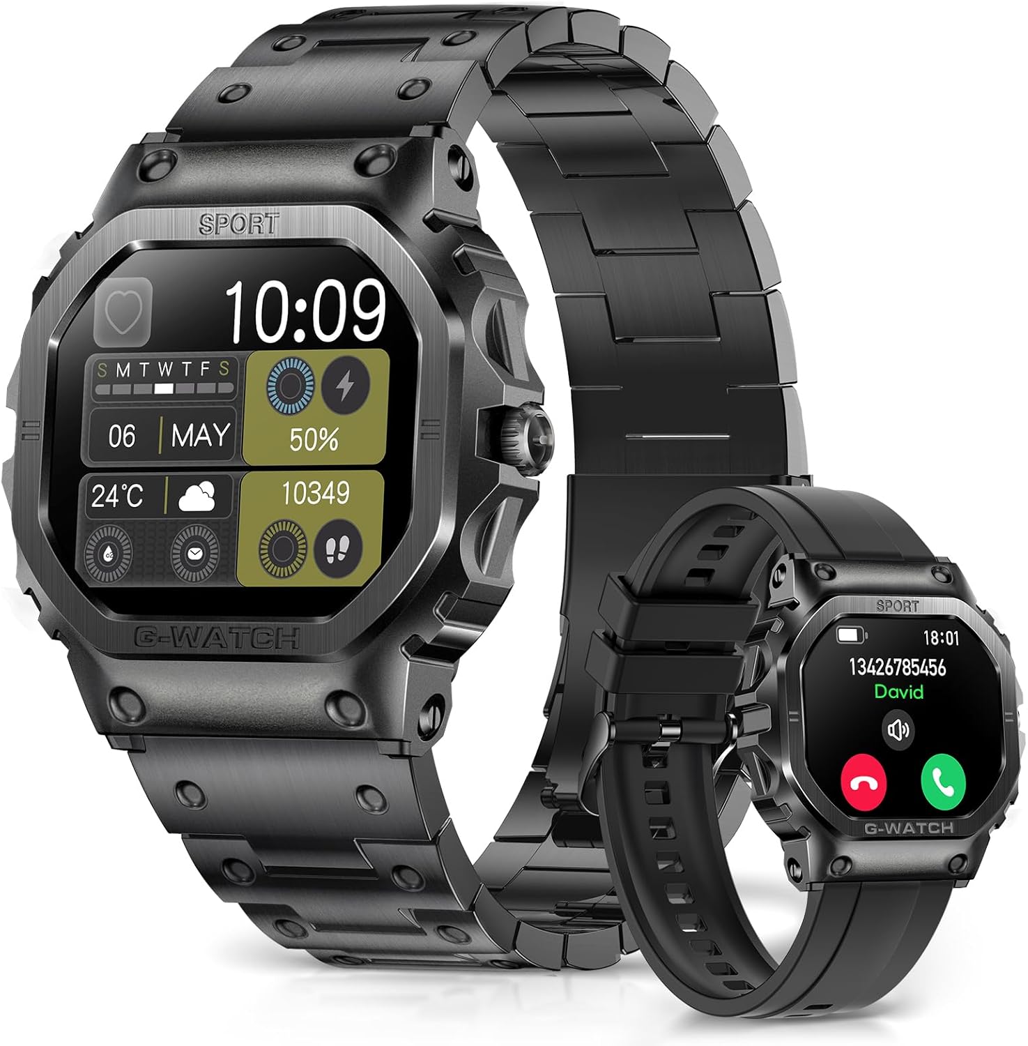 FOSMET Smart Watches for Men (Answer/Make Calls), 1.57''HD Smart Watch for Android and iPhone, 24/7Fitness Watches with IP68/Heart Rate/Sleep Monitor/Steps Monitor/Pedometer/100 Sport Modes (Gray)