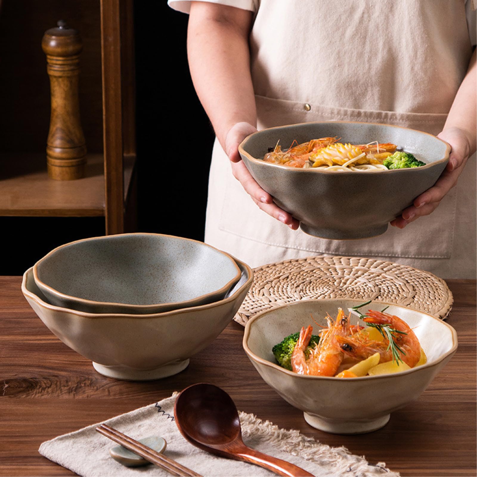 Vasellame grossolana giapponese Lamian Noodles Bowl Ceramic Hotel Hat Bowl-m -8 pollici