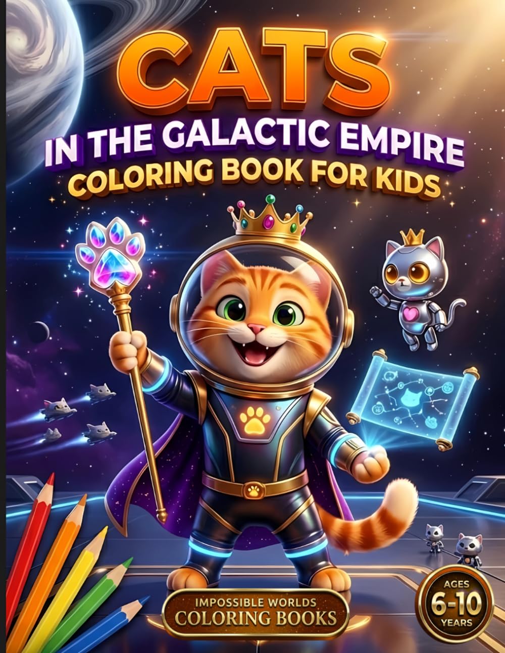 Cats in the Galactic Empire: Coloring Book for Kids Ages 6-10 | Cats, Space Emperors and Adventures Across the Galaxy | 60 Original Illustrations to ... for Kids (Impossible Worlds Coloring Books)