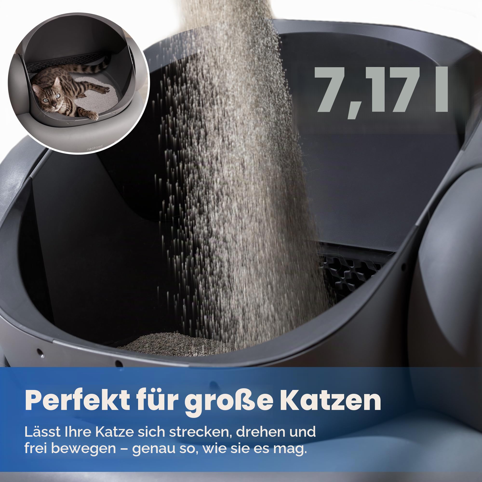 Neakasa M1 Plus Selbstreinigende Katzentoilette mit offenes Design & 3-in-1 Katzenklo Rampe