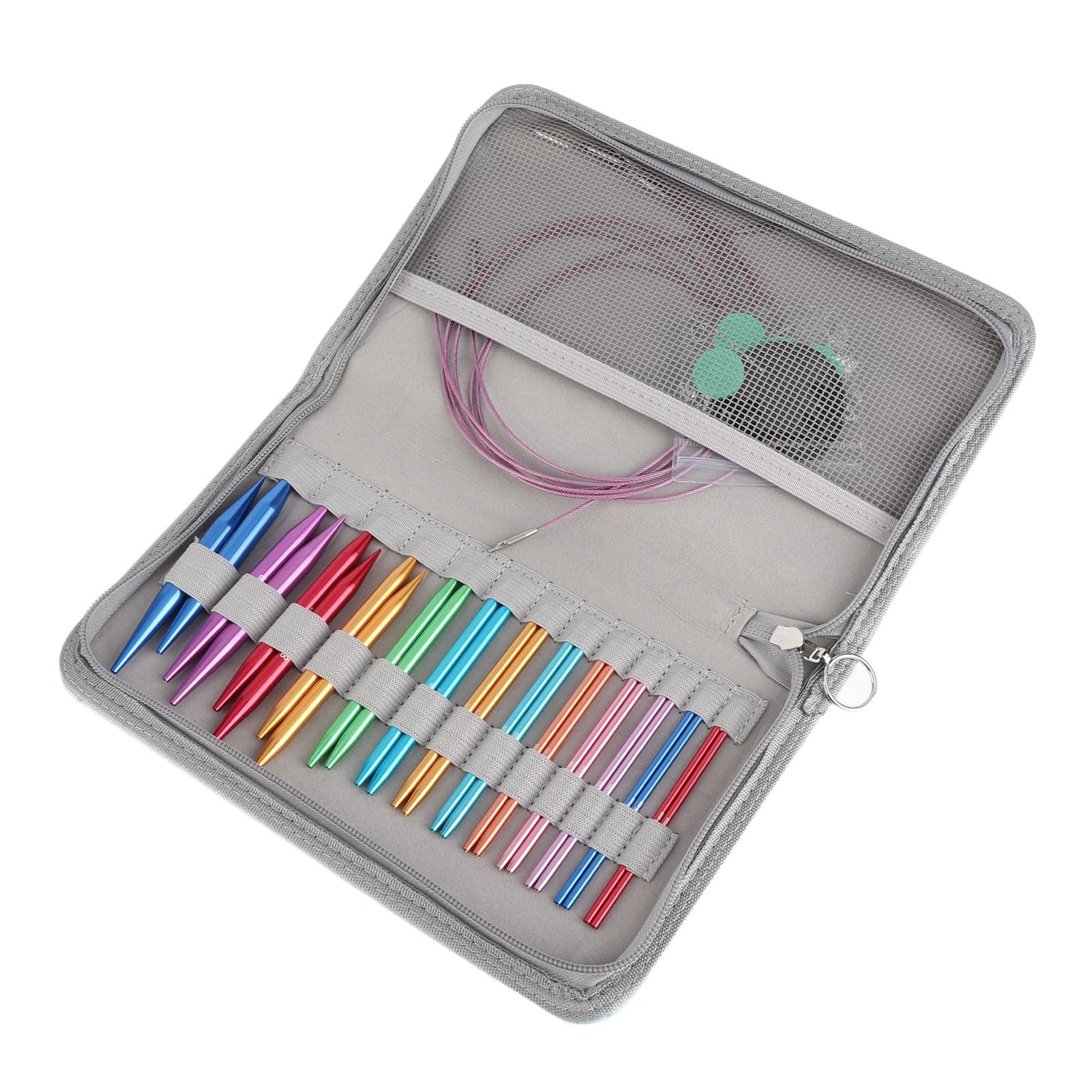 AMONIDA Juego de Agujas de Tejer Circulares, Agujas Lisas Intercambiables de 3-10 Mm para Tejer Suéteres y Sombreros con Bolsa de Almacenamiento