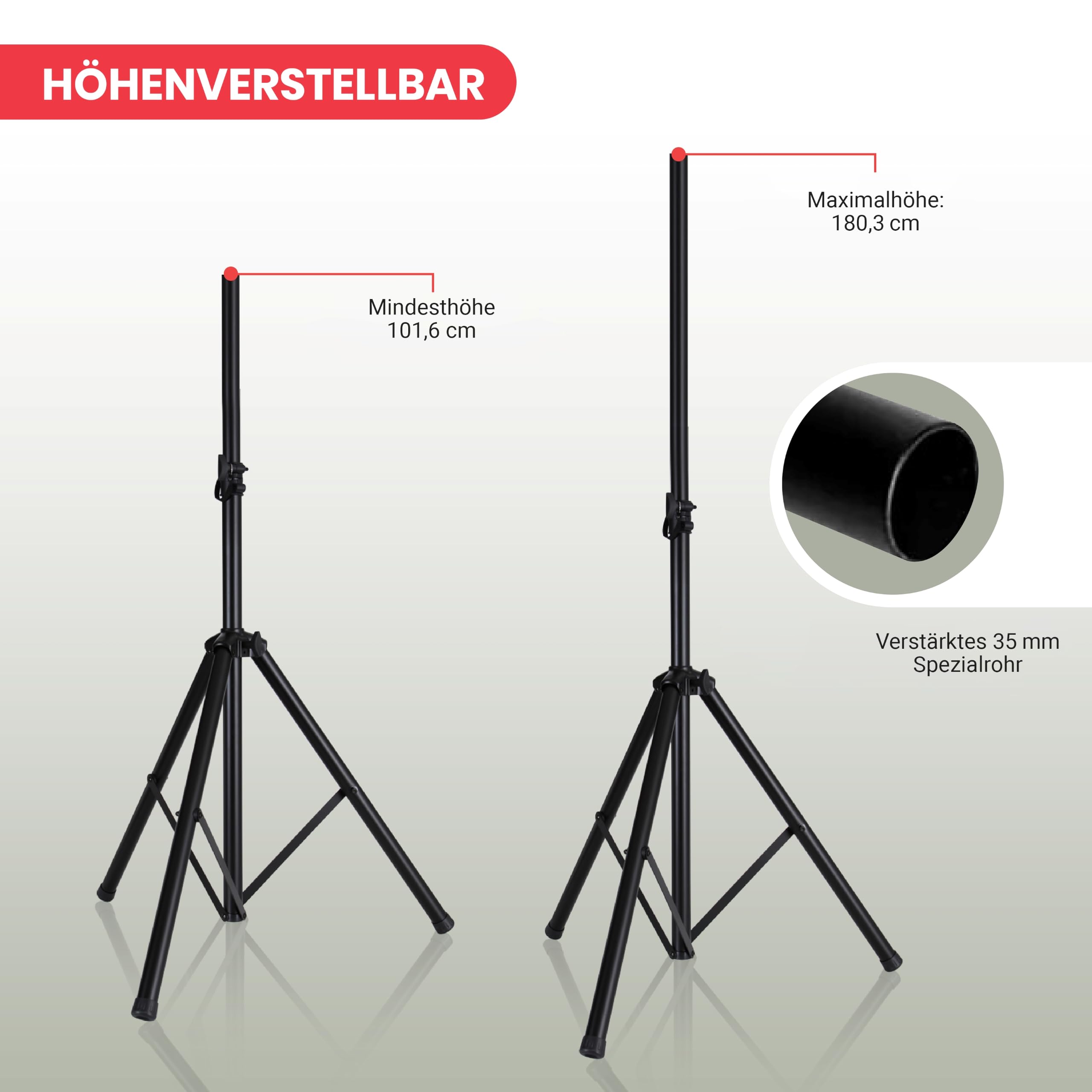 Pyle Supporto Altoparlanti, Stativi per Casse Acustiche, Stativi Casse Audio Treppiede Pieghevole, Altezza Regolabile Fino a 177,8 cm, Inserimento Compatibile 3,5 cm