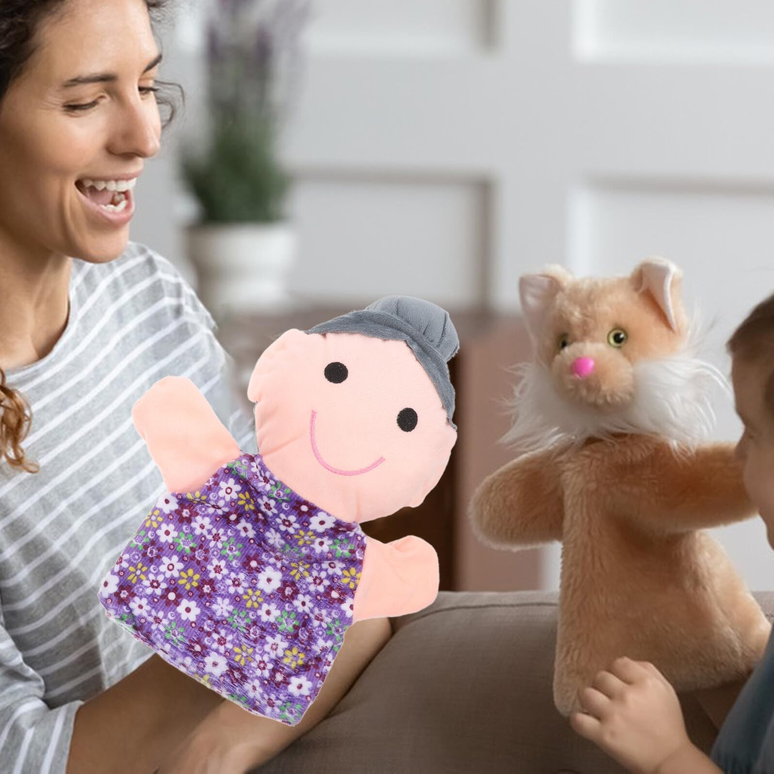 Marionetas de Mano Familiares de Peluche 6 Piezas para Pequeños de 1 a 4 Años, Conjunto de Marionetas de Mano para Adultos, Juguetes para Teatro, Juegos de rol y Narración