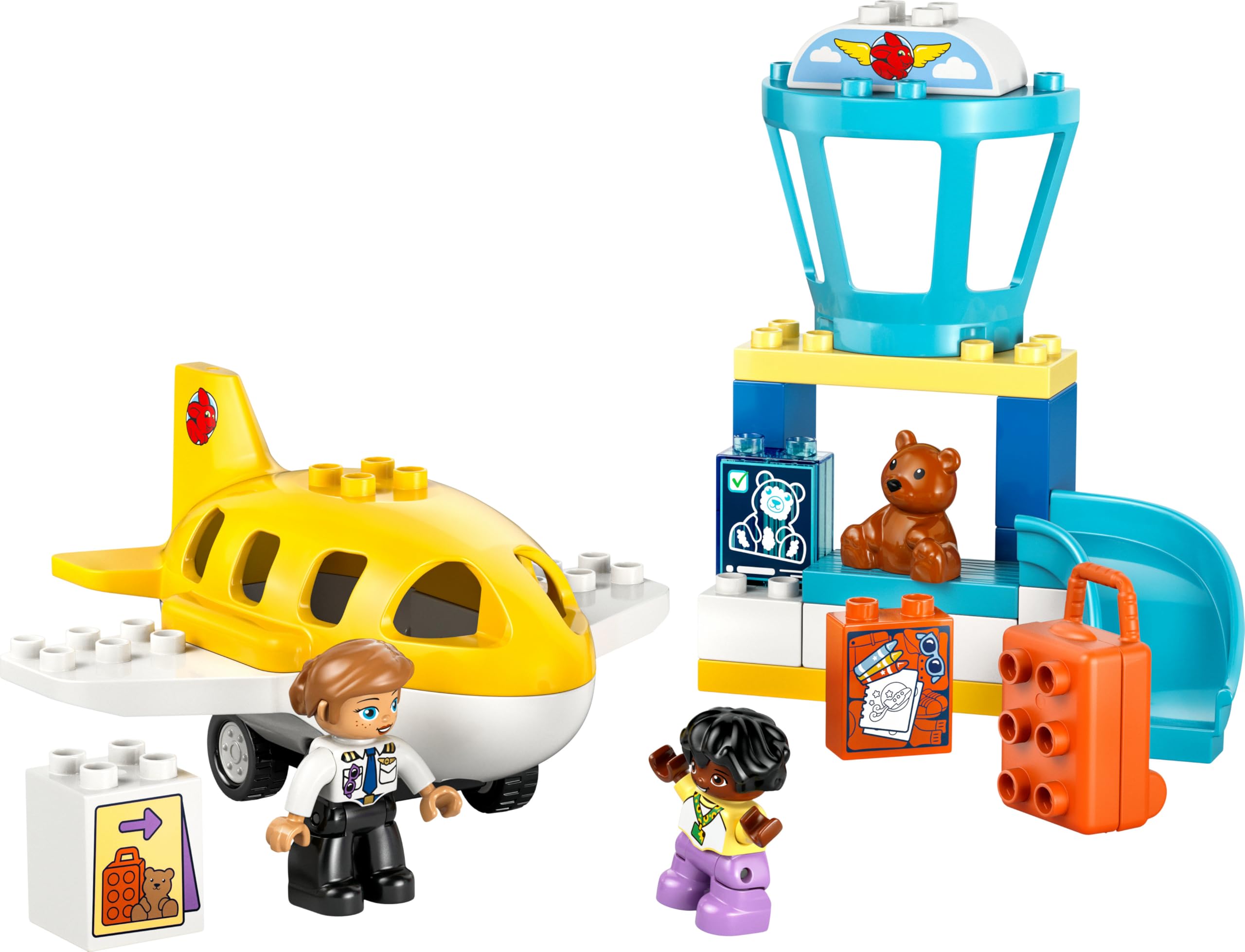 LEGO DUPLO Town Erster Besuch im Flughafen - Lernspielzeug zur Förderung der Motorik für Kleinkinder - inkl. Flugzeug, 2 Figuren & Teddybär - Geschenk für Jungen und Mädchen ab 2 Jahren - 10443