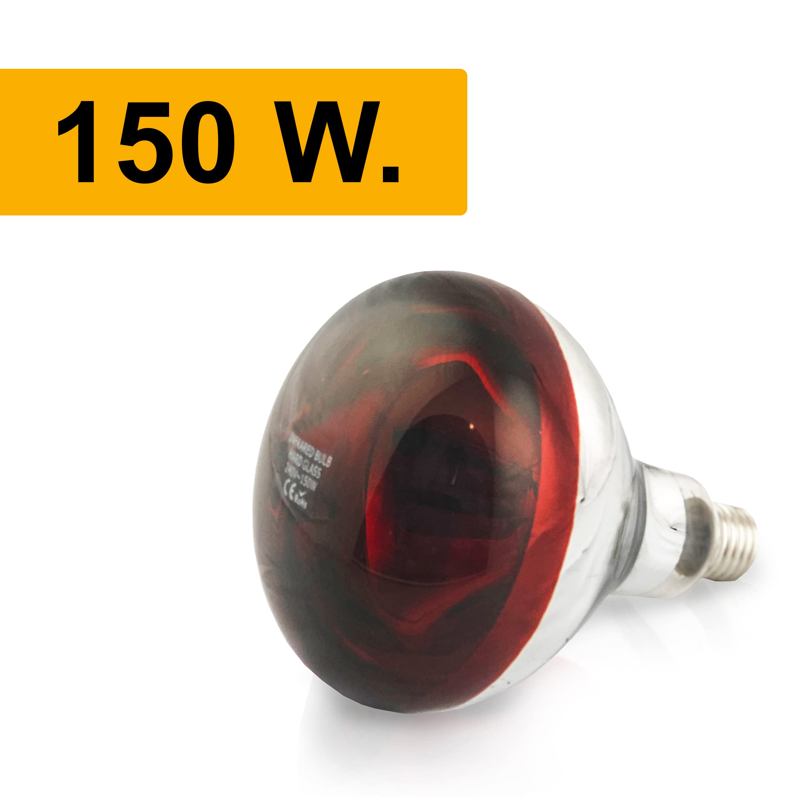 XXL Wärmestrahler 30 ⌀ Durchmesser mit Dimmer | 5 meter Kabel mit Infrarotlampe | Set 150 W Rotlichtlampe Wärmelampe E27 | Ferkellampe, Kückenlampe, Wärmelampe Tiere Hühner Infrarot Heizstrahler