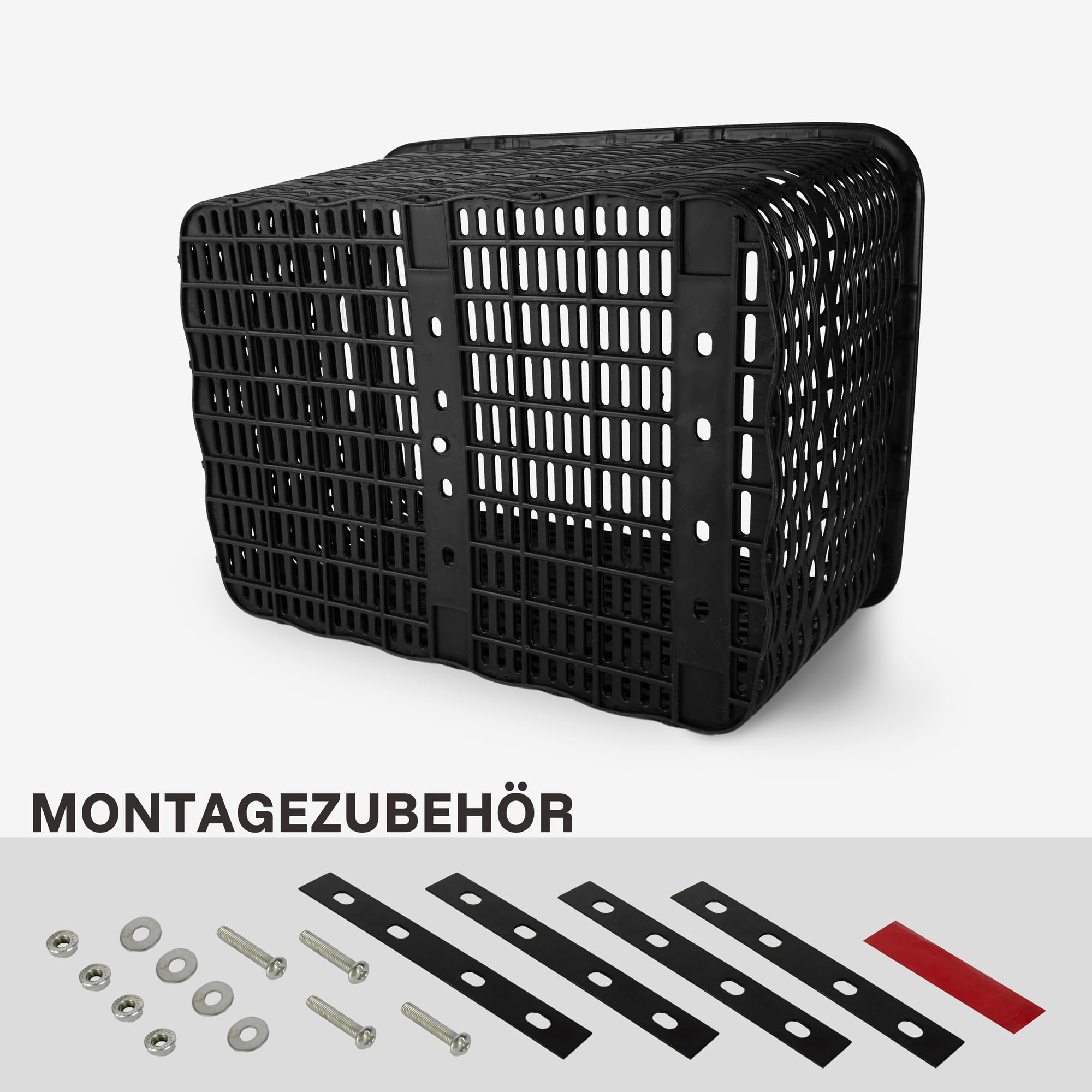 PEUZ 27L Unisex Fahrradkorb hinten Groß zum Transport von Gepäck Stabiles Kunststoffnetz, wetterfest und rostfrei, Schwarz