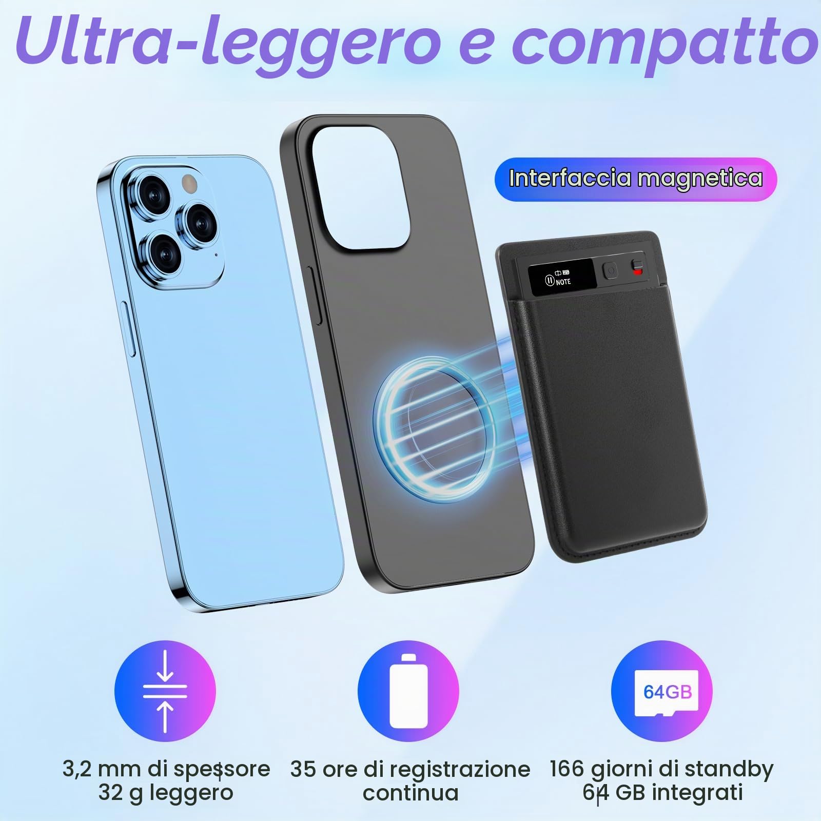 Registratore Vocale IA Qoosea, 64GB con Trascrizione ChatGPT-4.0 e Mappa Mentale, Controllo App per Riunioni, Lezioni, Chiamate, Doppia Modalità di Registrazione, Servizio AI Gratis 1 Anno