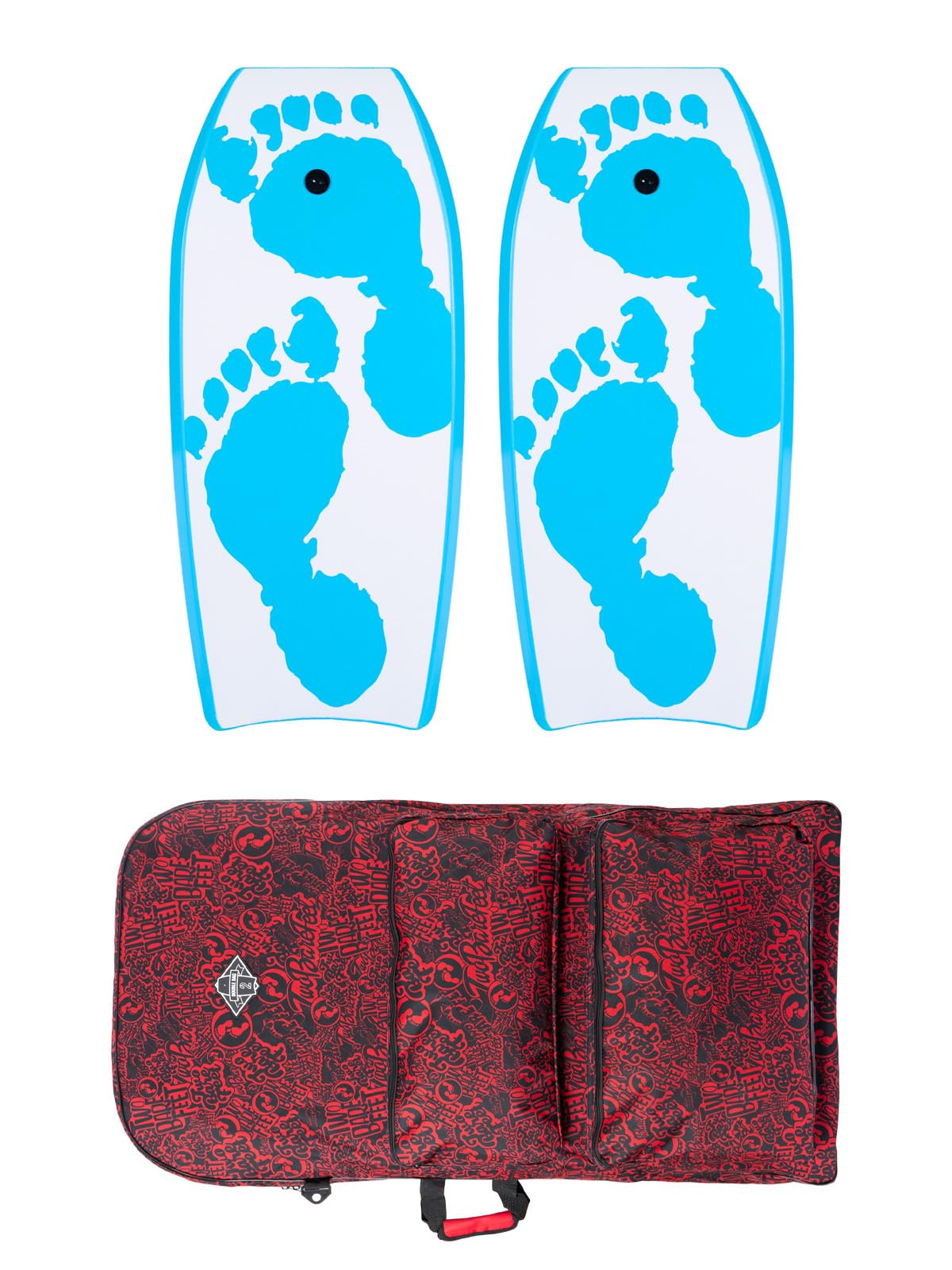 Two Bare Feet 42" Bodyboard Bundle - 2 x 42 'Future' Bodyboards of your choice + Premium Double Carry Bag (Future Print (Aqua)+Future Print(Aqua)+Red Bag) — image 1