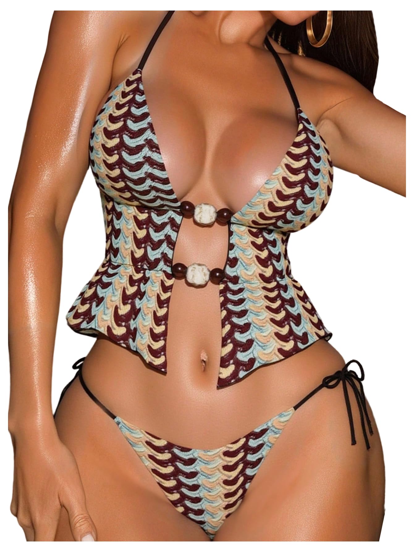 Women's Halter Bikini Set Brazilian Swimsuits Cheeky String Thong Two Piece Bathing Suit-image-14