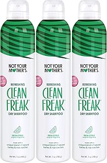 Not Your Mother's Clean Freak Refreshing Dry Shampoo (3-Pack) - 7 oz - Waterless Shampoo Instantly Refreshes Hair Between Washes - Fresh Citrus Scent