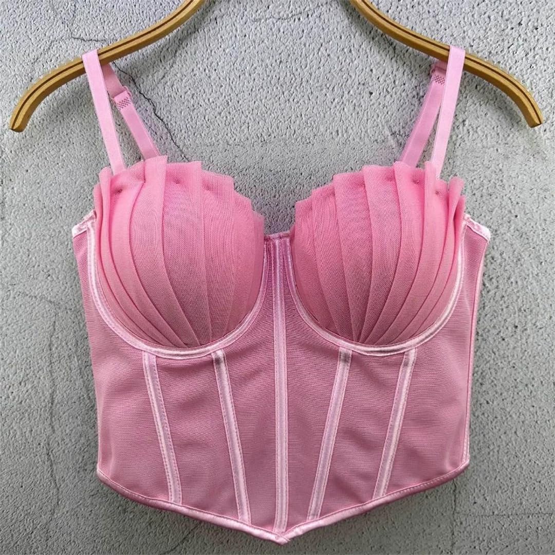 Yeuyyben Corsetto da donna crop top senza maniche moda party club palcoscenico performance slim fit bustier canotta