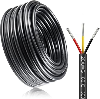 30M/100ft 3 * 0.5mm² Electric Cable, 20AWG Electrical Wire, 5V/12V/24V Low Voltage Extension Cable, 3 Core Outdoor Landscape Lighting Tinned Copper Wires, Flexible High Temperature Resistant Wire