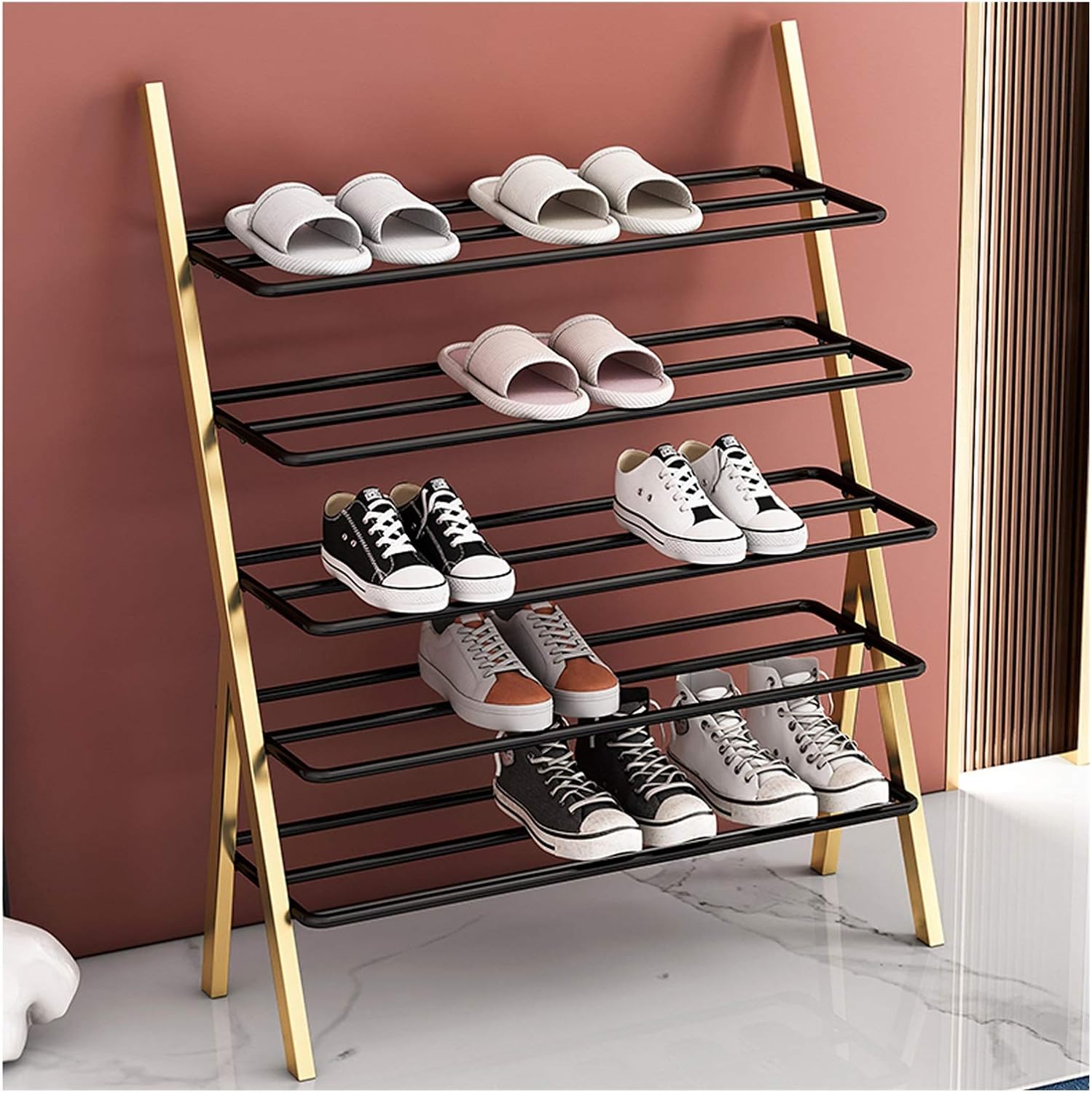 ★ 多目的5段ラック & 収納ラック & シェルフ & シューズラック ★ たのめーる】平和工業 クリスタルシューズラック トリプル 5段