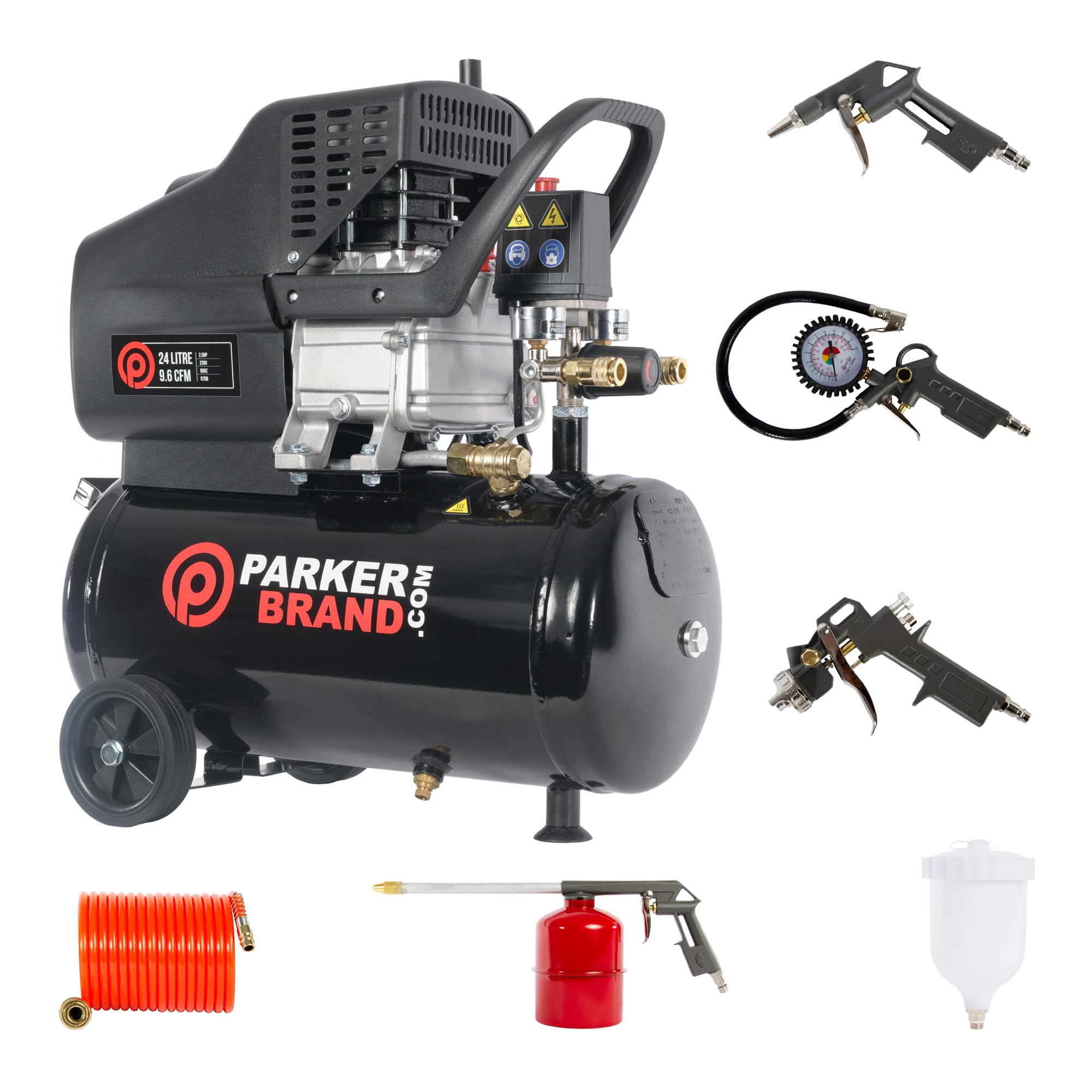 24L Air Compressor with Tool Kit – 2.5HP Portable Compressor, 9.6 CFM, 115 PSI