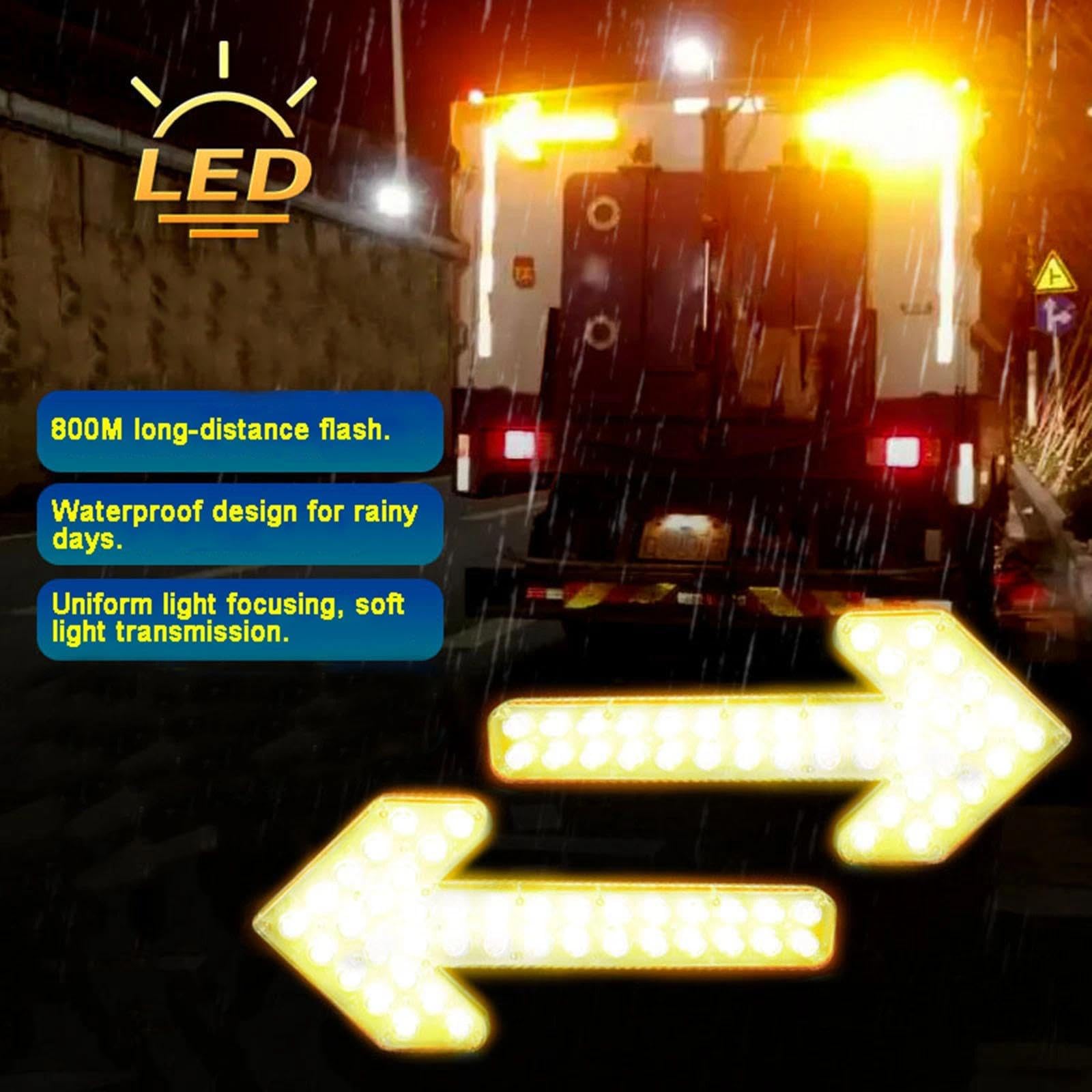 Señal De Tráfico Con Flecha LED Ámbar De Alto Brillo, 12-24V, Indicador Direccional Intermitente Para Flotas Comerciales Y Obras Públicas(Ámbar,35cm)