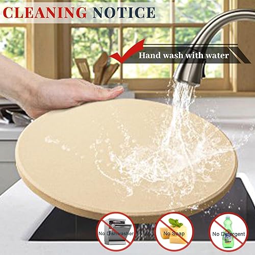 Miniatura 6 de Unokit Juego de piedras redondas para pizza de 13 pulgadas para horno y parrilla con estante de metal, juego de piedras para hornear de cordierita