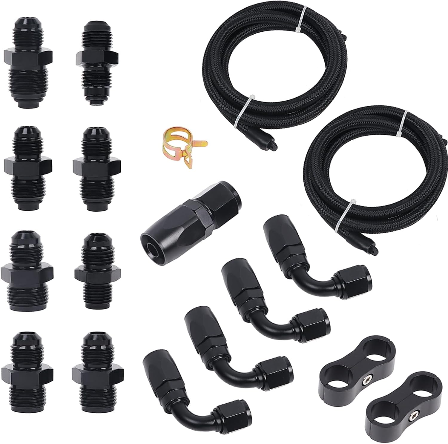 LokoCar AN6 Power Steering Pump Hose Fitting Kit Return to Reservoir Hose Kit for Pump Mount Reservoir Compatible with LS Swap LS1 LS3