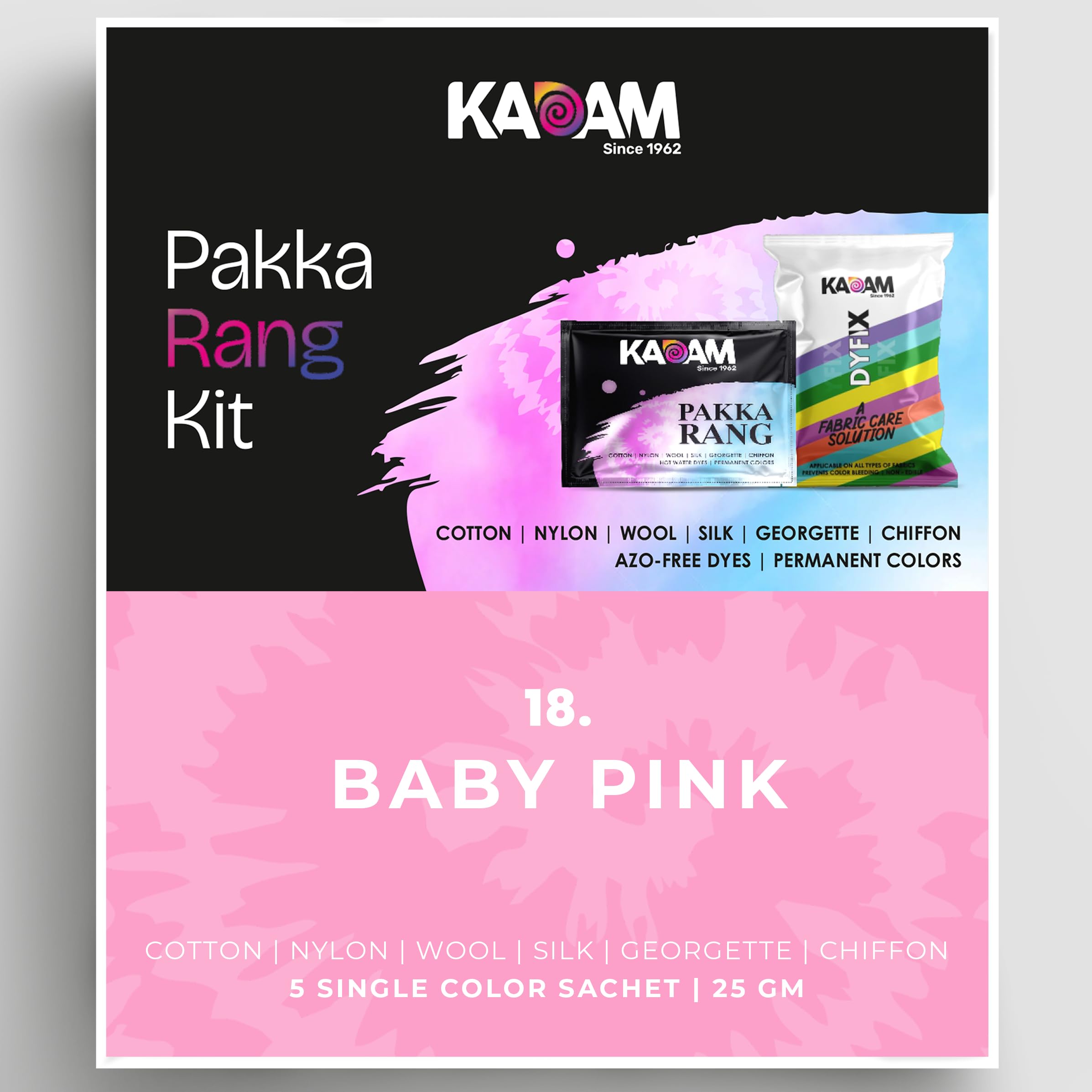 Kadam Pakka Rang Fabric Dye Colour | Baby Pink | 25g Pack | Includes DyFix Color Fixer | Permanent Fabric Dyes for Old Faded Jeans and Clothes-picture-28