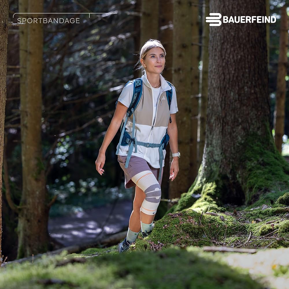 BAUERFEIND Knie Sleeve zum Wandern „Outdoor Compression Knee Support“, 1 Unisex Kniebandage zur Wanderausrüstung, Rechts & Links tragbar, Wanderbandage mit Merino Wolle