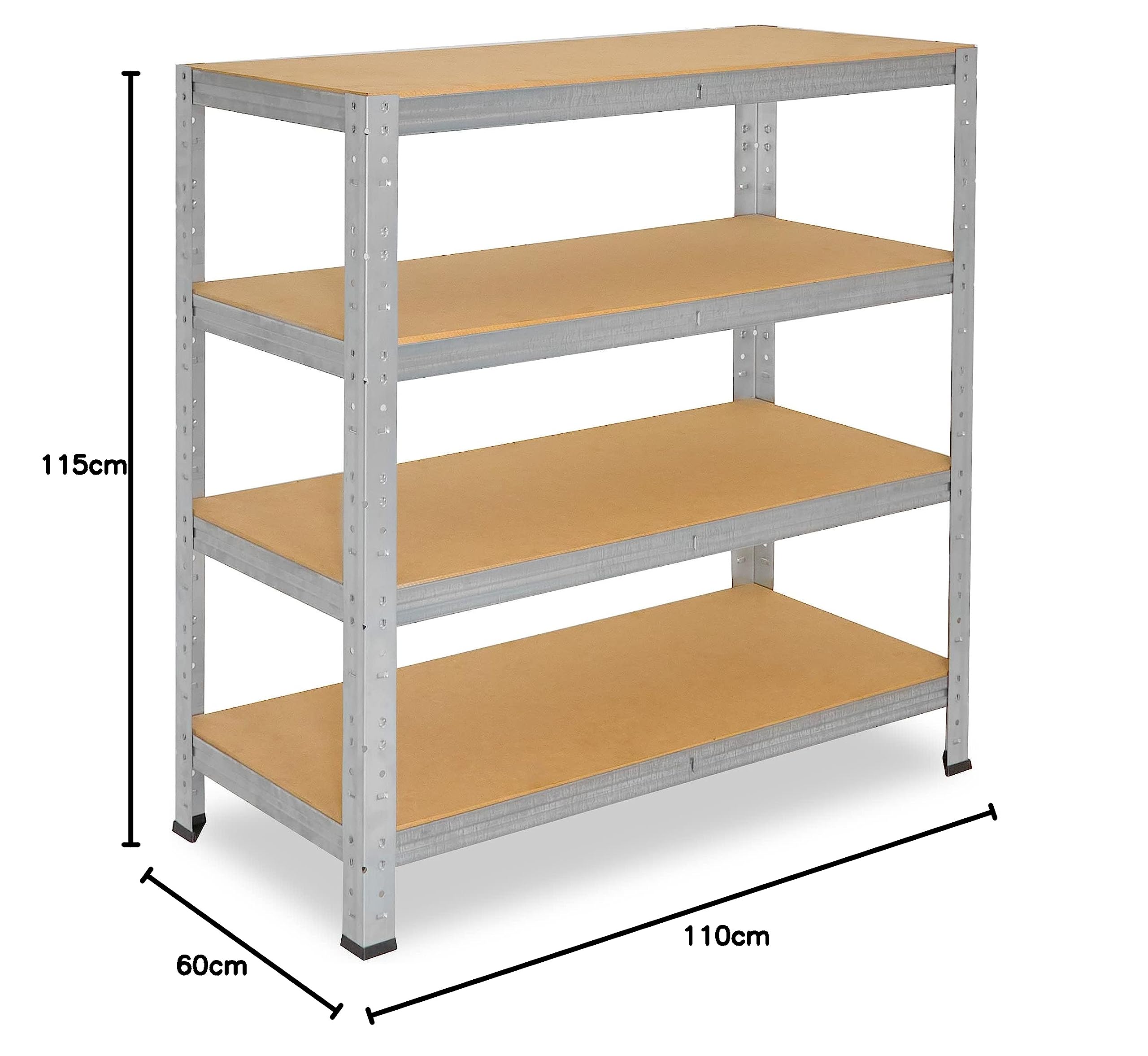 shelfplaza® 115x110x60cm Home Schwerlastregal verzinkt/Metallregal mit 4 Böden/Kellerregal Metall, Garagenregal, Werkstattregal oder Regal Lagerregal/Steckregal Metall mit 175kg Tragkraft