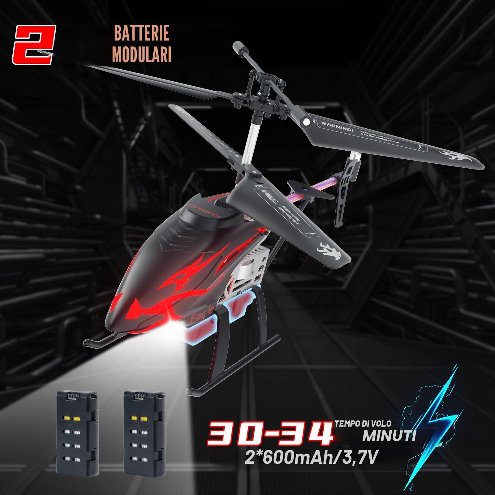 Carox Elicottero telecomandato,2.4 GHz 7 Colori Aereo Telecomandato con Luce LED,Elicottero RC per Ragazzi e Ragazze Bambini