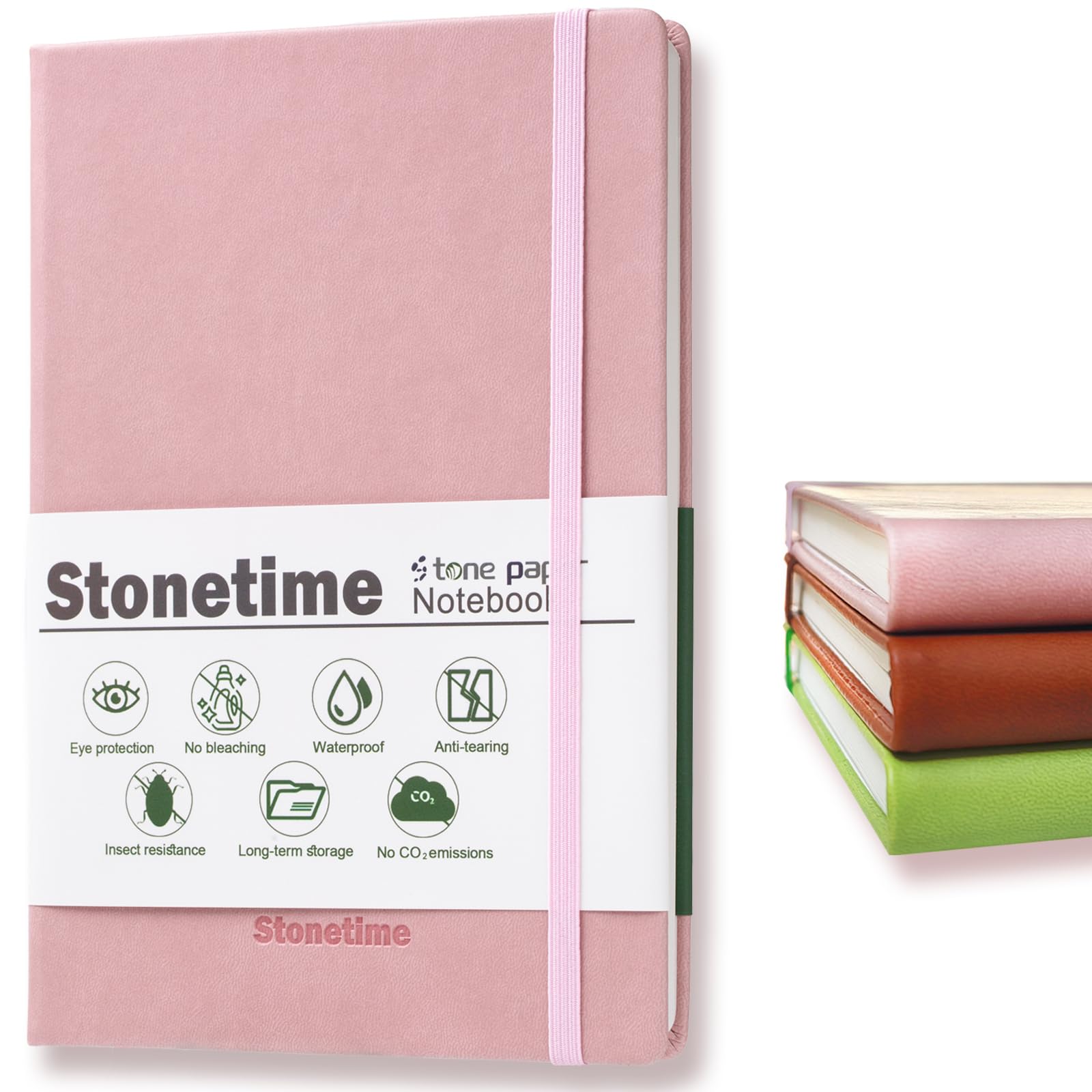 Stone Paper Notebook for Women Men, A5 Waterproof Notebook Hardcover Executive Journal, Ruled Notebooks for Work, Business, Writing, School, 160 Pages