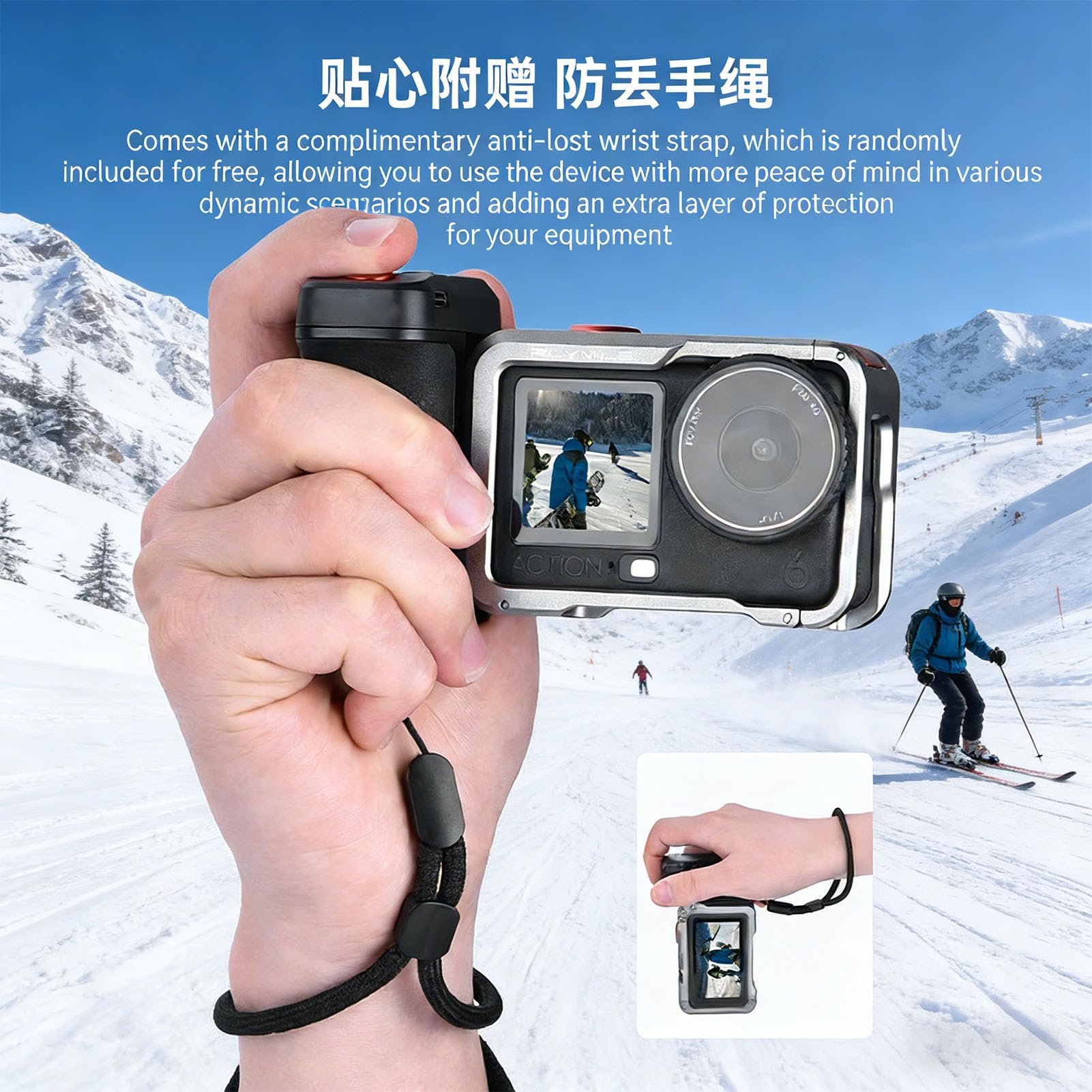 Zunate Empuñadura para Cámara de Acción, Zapata Fría con Bluetooth de Liberación Rápida para Fotografía Callejera, Aleación de Aluminio con Rosca 1/4