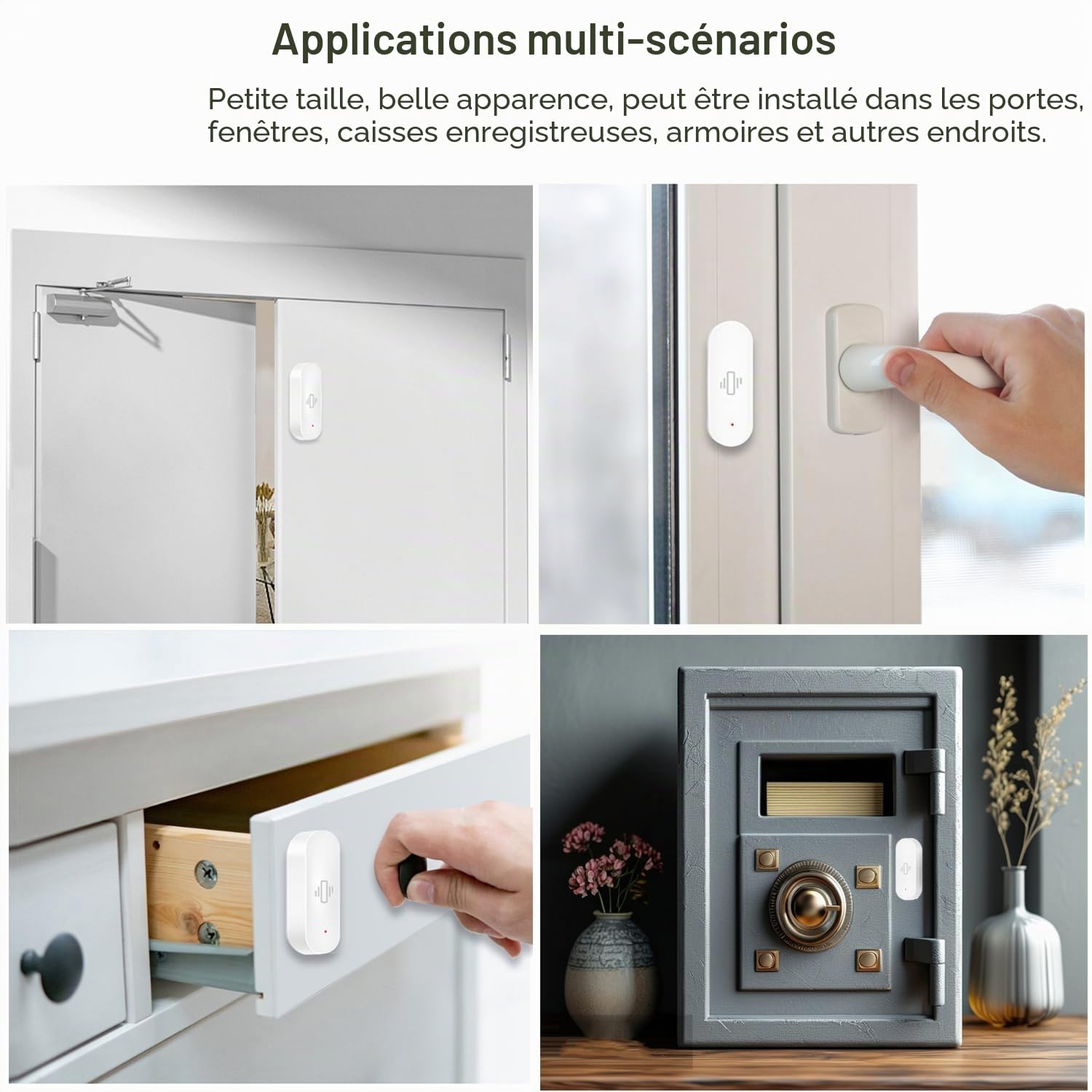 Capteur de Vibration Intelligent: capteur de Verre cassé sans Fil, capteur de Porte WiFi avec Alarme d'application, sensibilité réglable, capteur de sécurité en Verre brisé pour Les installations