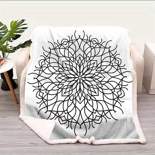White Bohochic Cobijas Calientes para Invierno Flannel Blanket Microfiber Fleece for Camping Travel Picnic Throw Size 51In x 59In